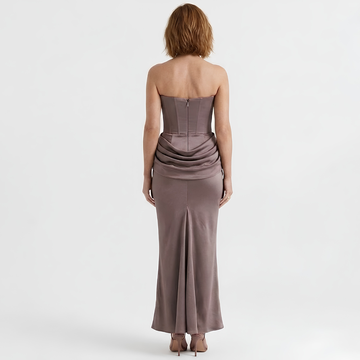 Rochie maxi bodycon cu bustier și pliuri strategice pentru femei