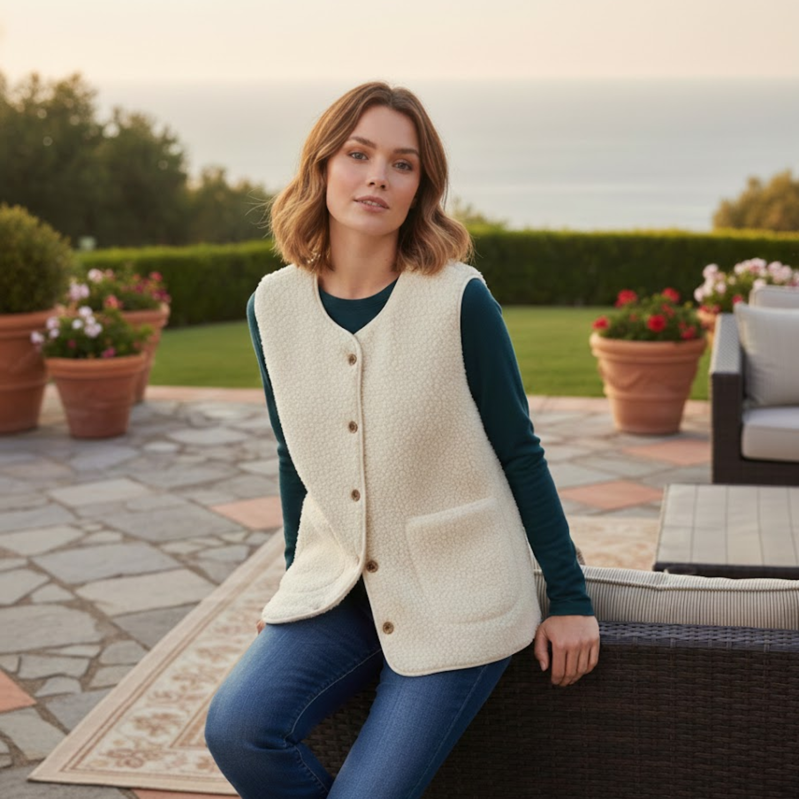 Women's Sleeveless Teddy Fleece Vest Outerwear