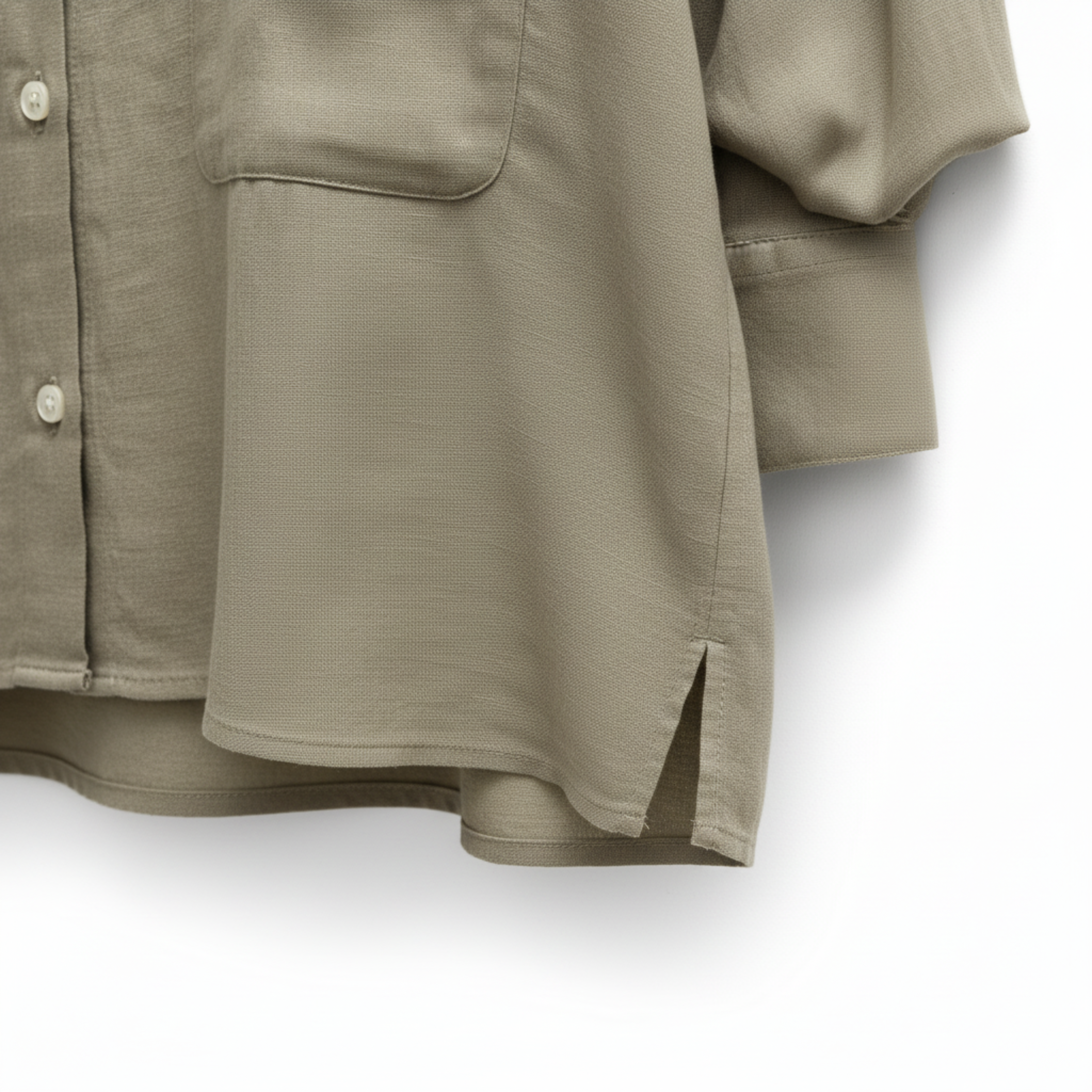 Sobrecamisa corta de lino para mujer, corte amplio con cuello en V profundo