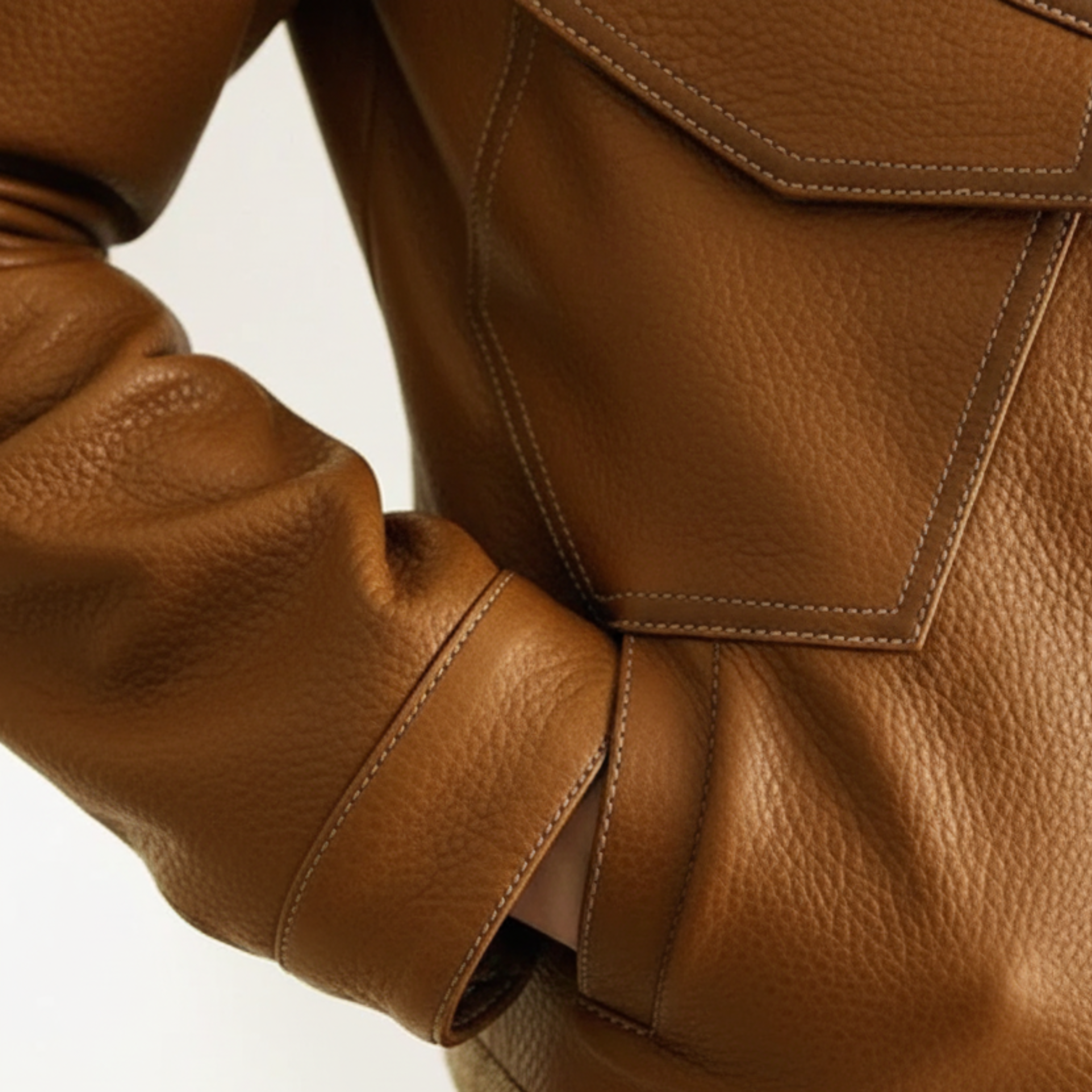 Women's Leather Jacket with Buttons and Fitted Waist Classic Cut