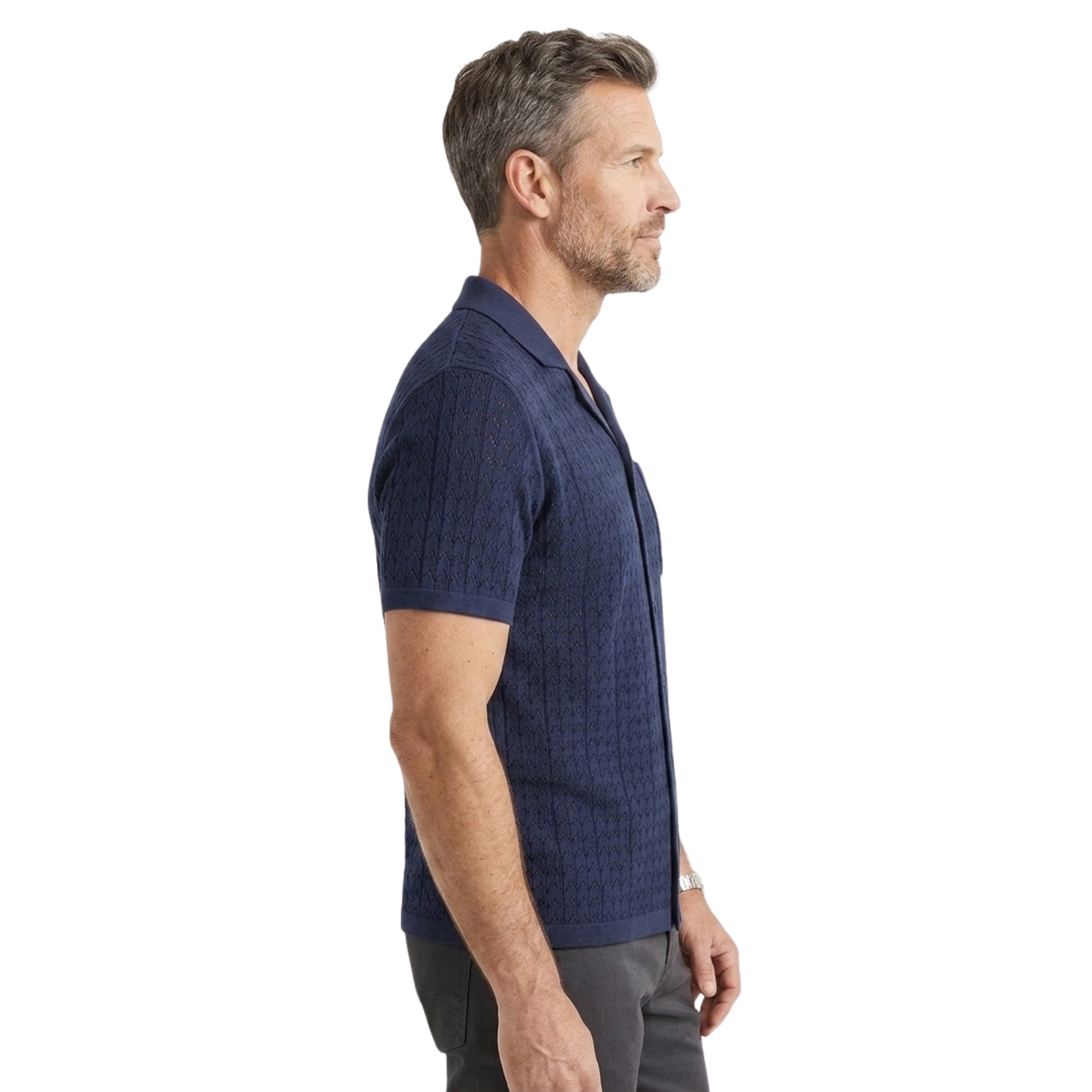 Polo para hombre en tejido texturizado con motivo geométrico — mangas cortas | resort