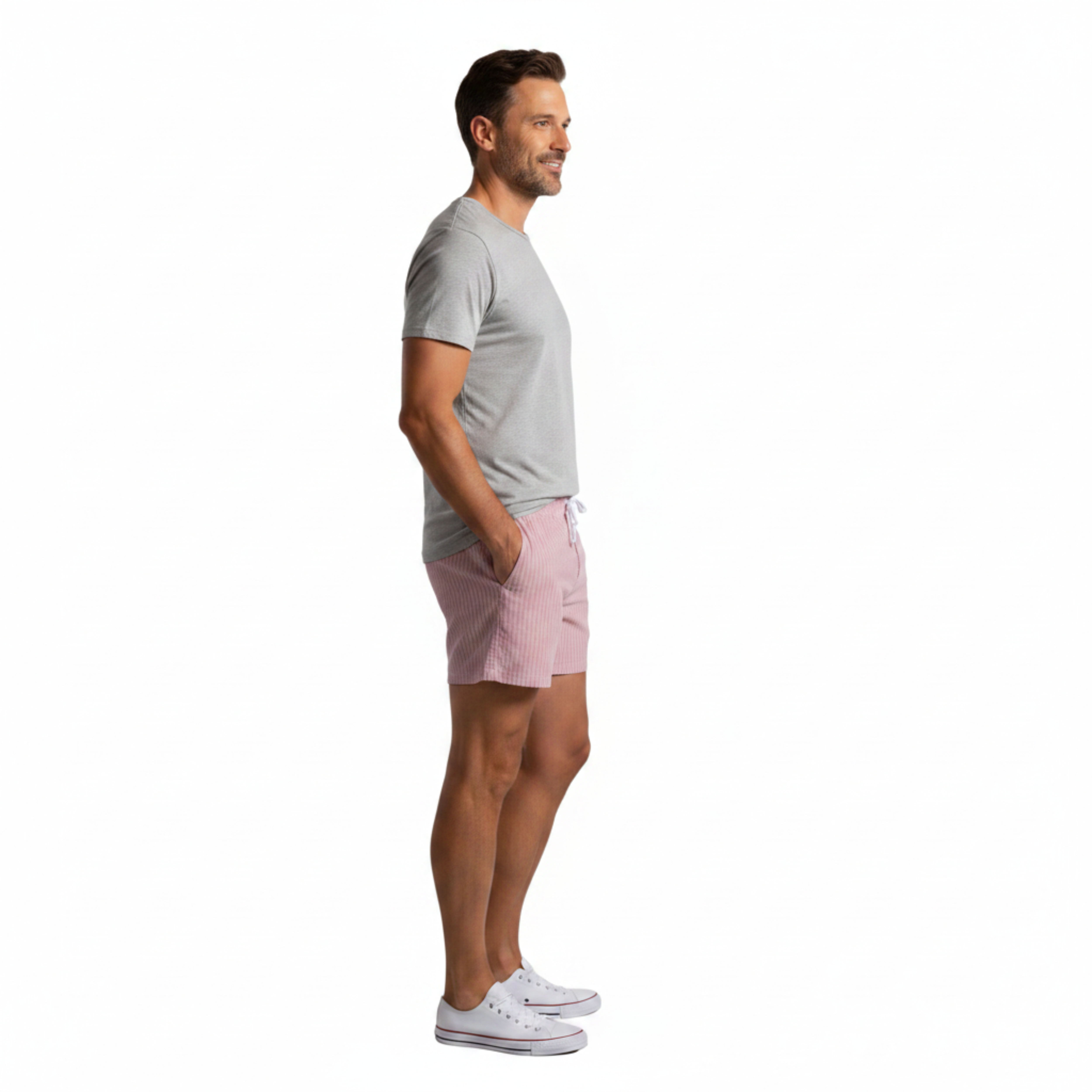 Short linen pants for men with adjustable waistband and Italian pockets