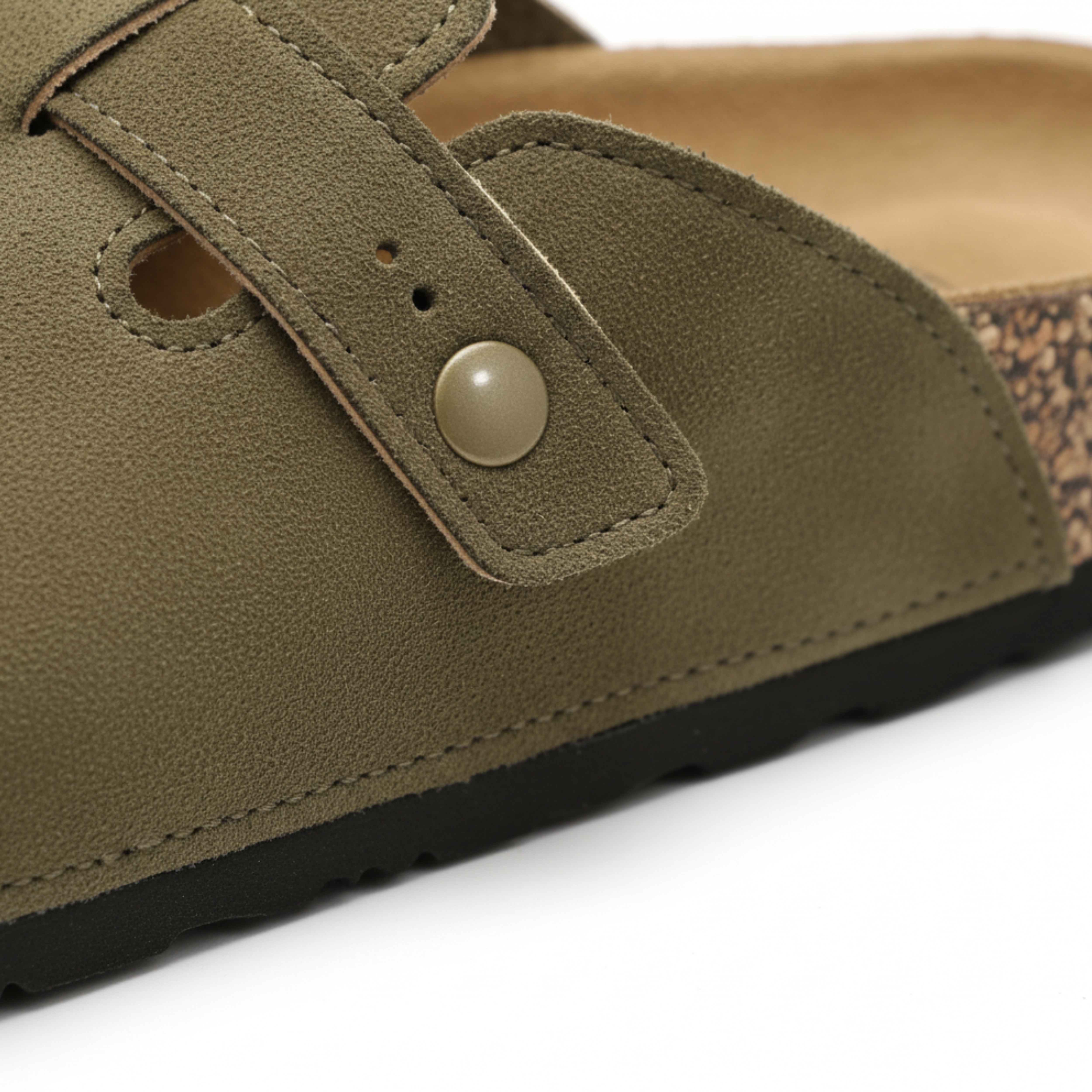 Mules pour hommes en cuir PU avec bride réglable à boucle et semelle plate en EVA