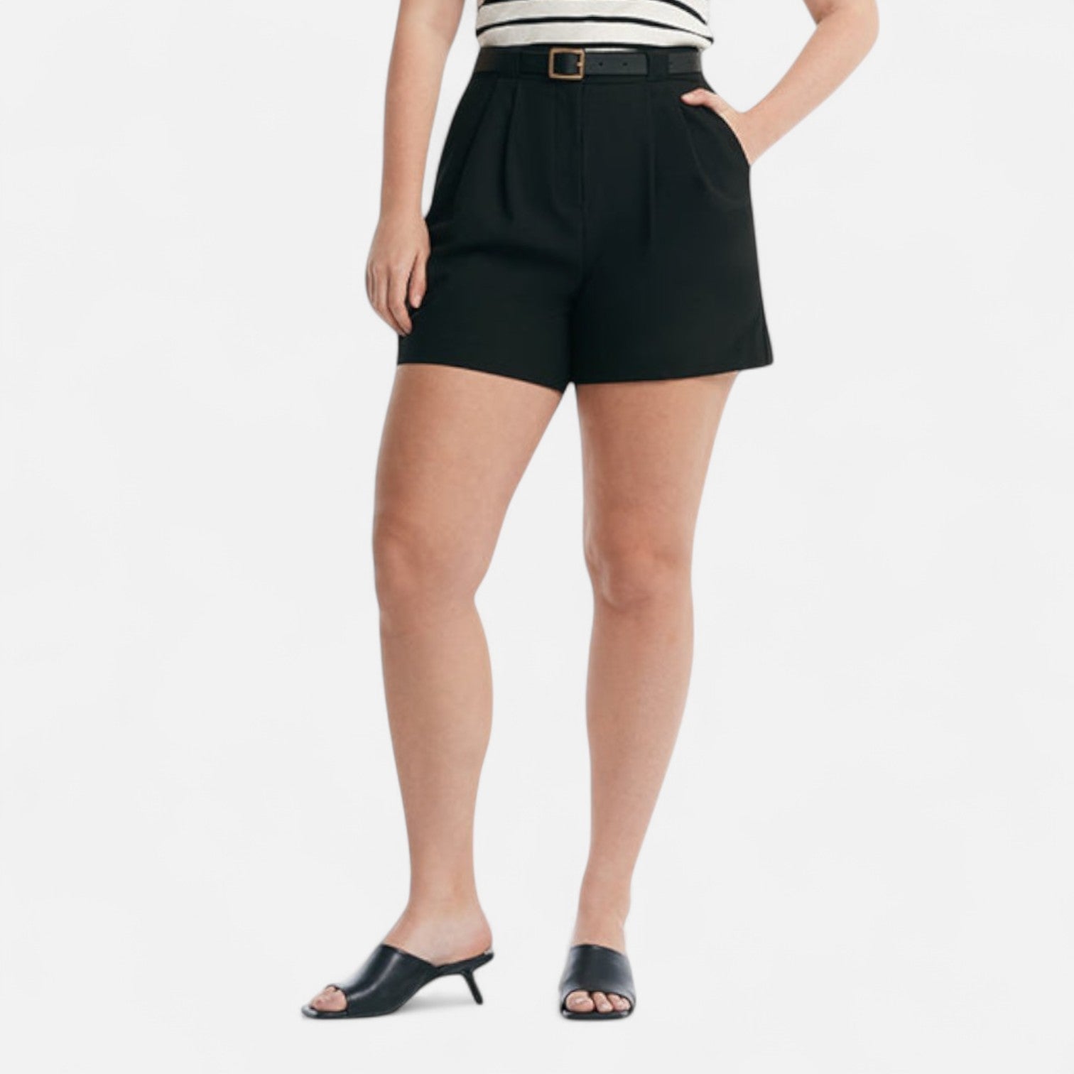 Ancienne Monde | Short Taille Haute en Coton pour Femme – Confort Structuré pour le Bureau & l’Élégance Estivale