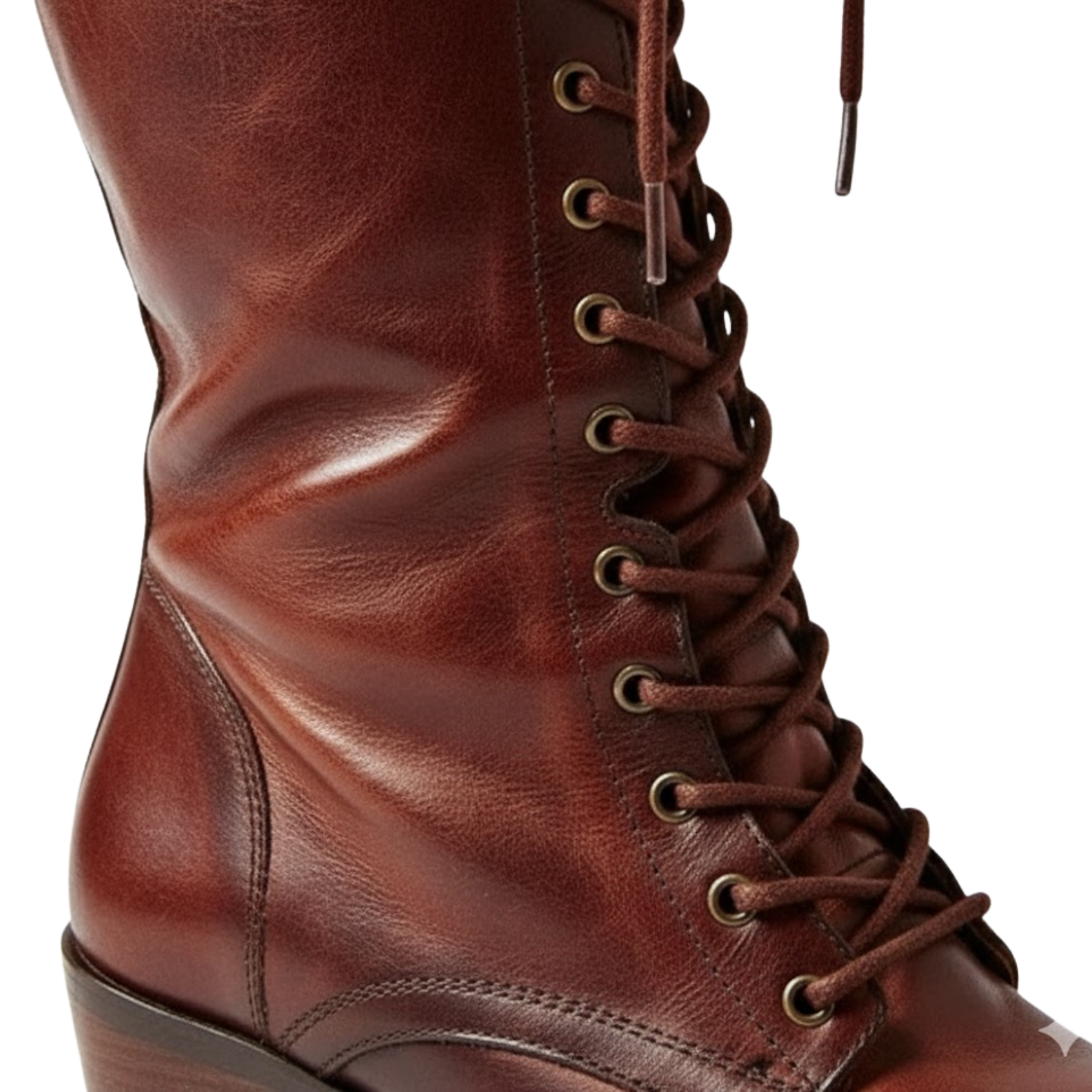 Botas altas de mujer con cordones altos en cuero envejecido con tacón cuadrado y forro suave