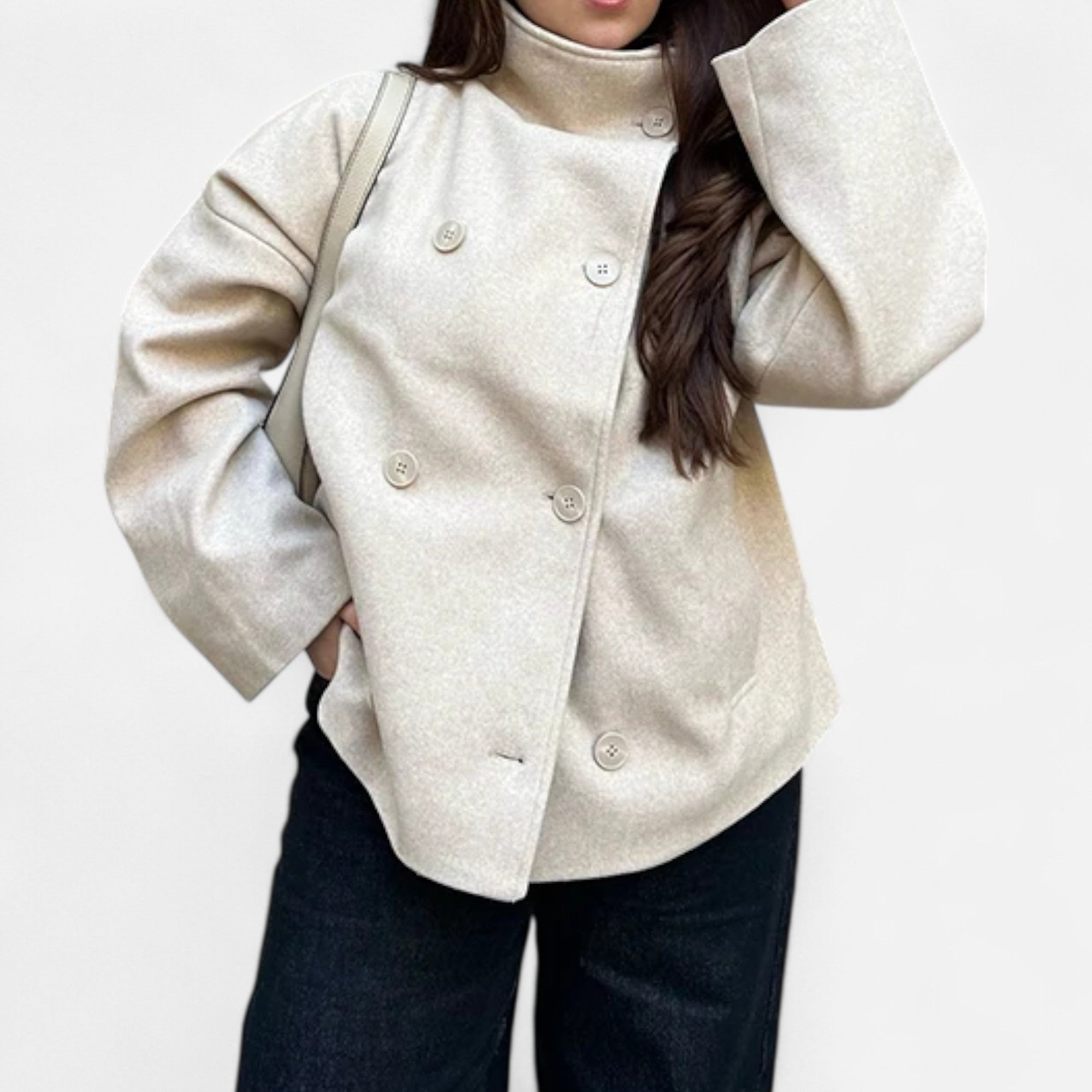 Ancienne Monde | Manteau Court Femme Col Haut Chic
