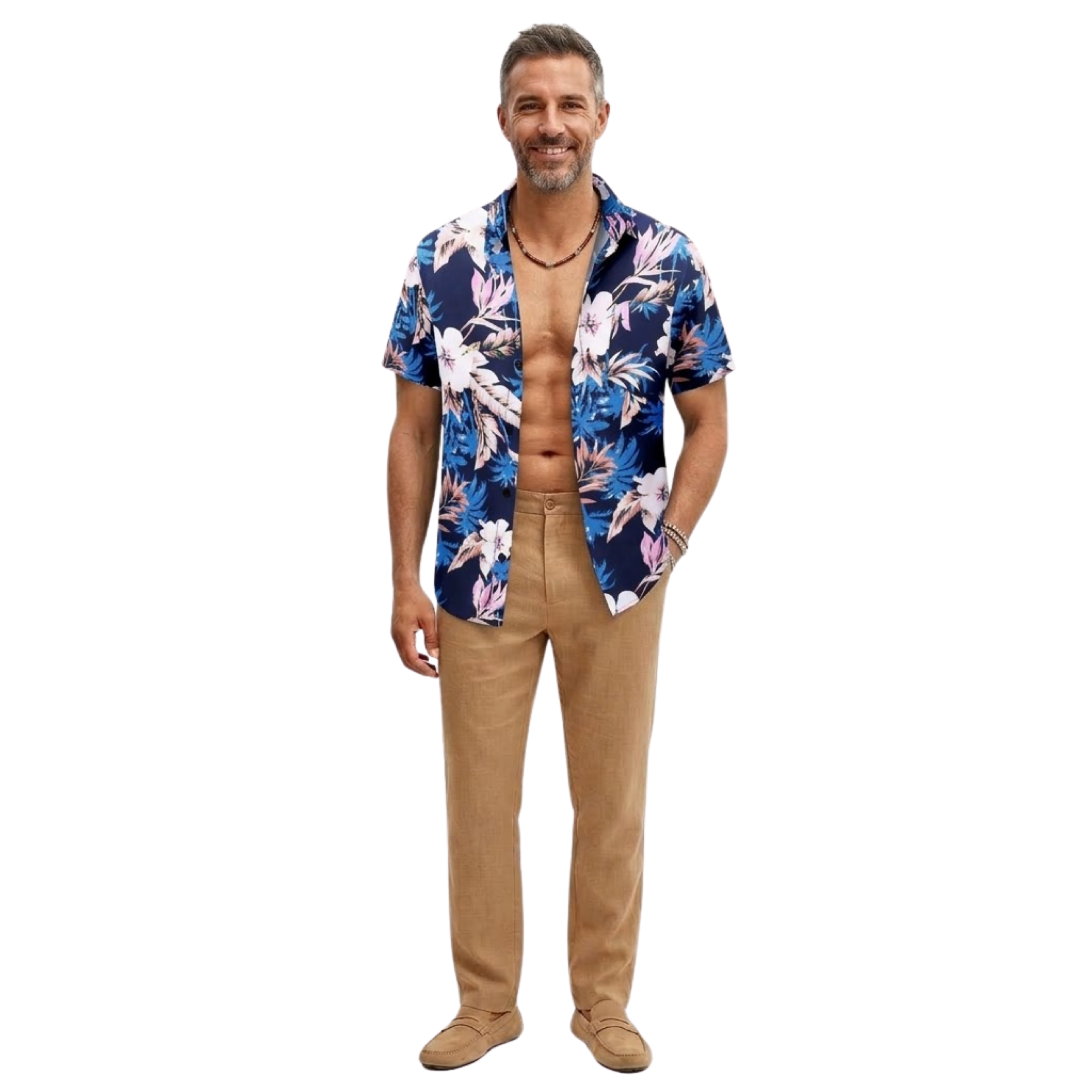 Camisa hawaiana para hombre de manga corta con estampado floral