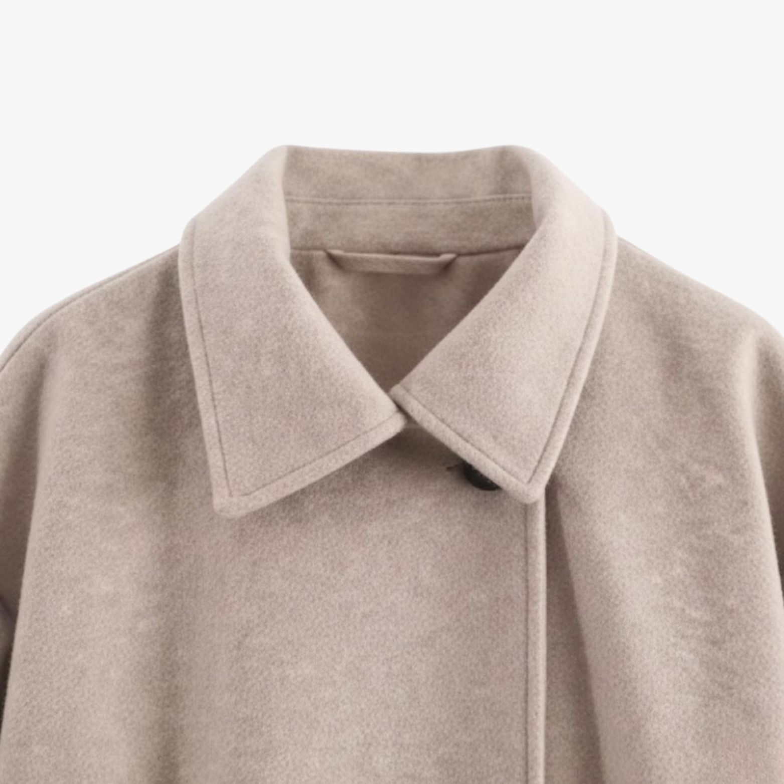 Trendy double collar wool coat for women, long sleeves