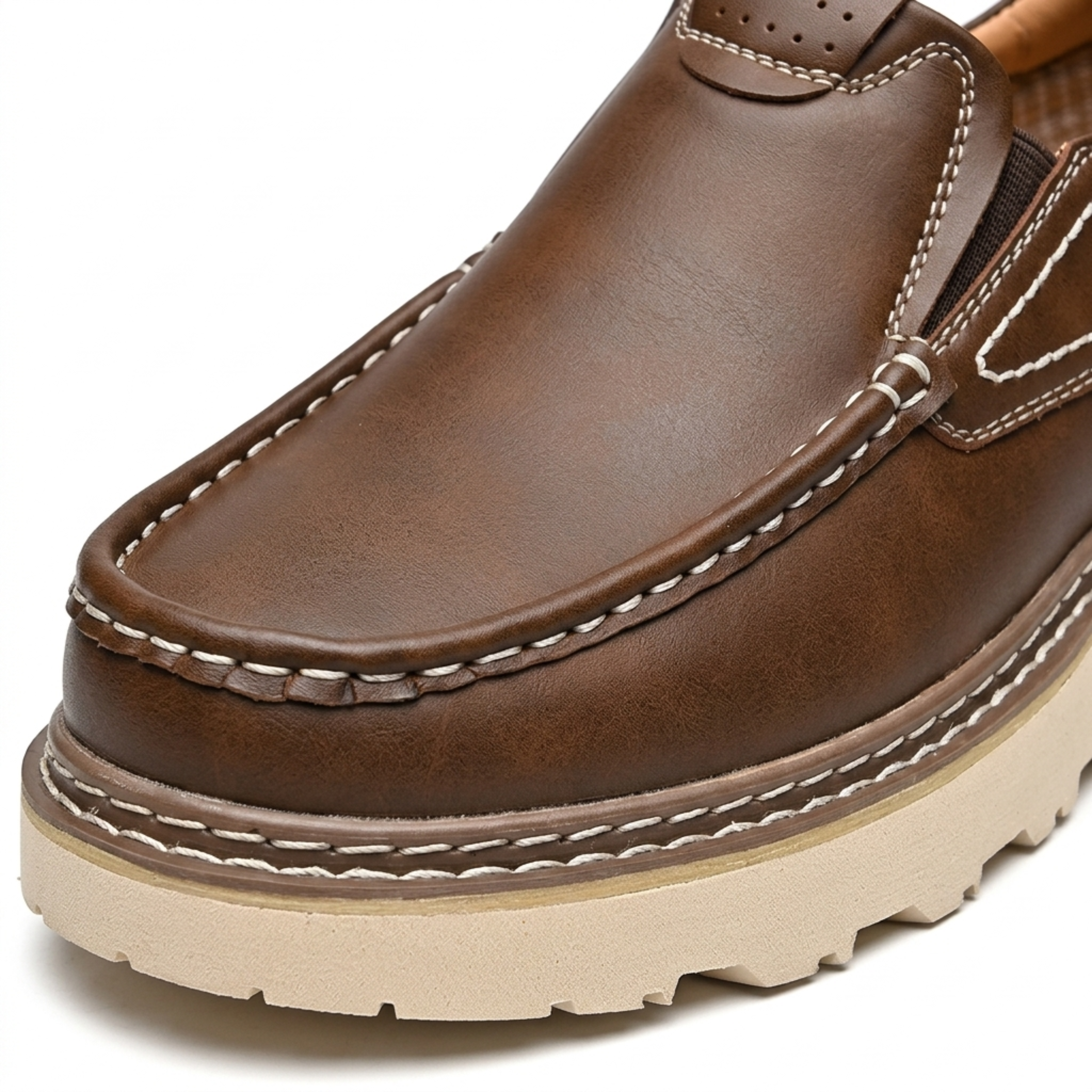 Leather slip-on shoes — sturdy and flexible sole — everyday use