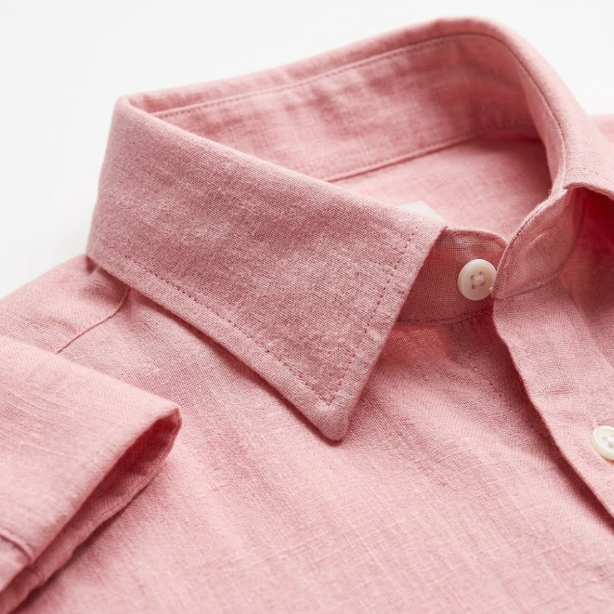 Men's Long-Sleeve Linen Shirt with Classic Collar and Relaxed Fit