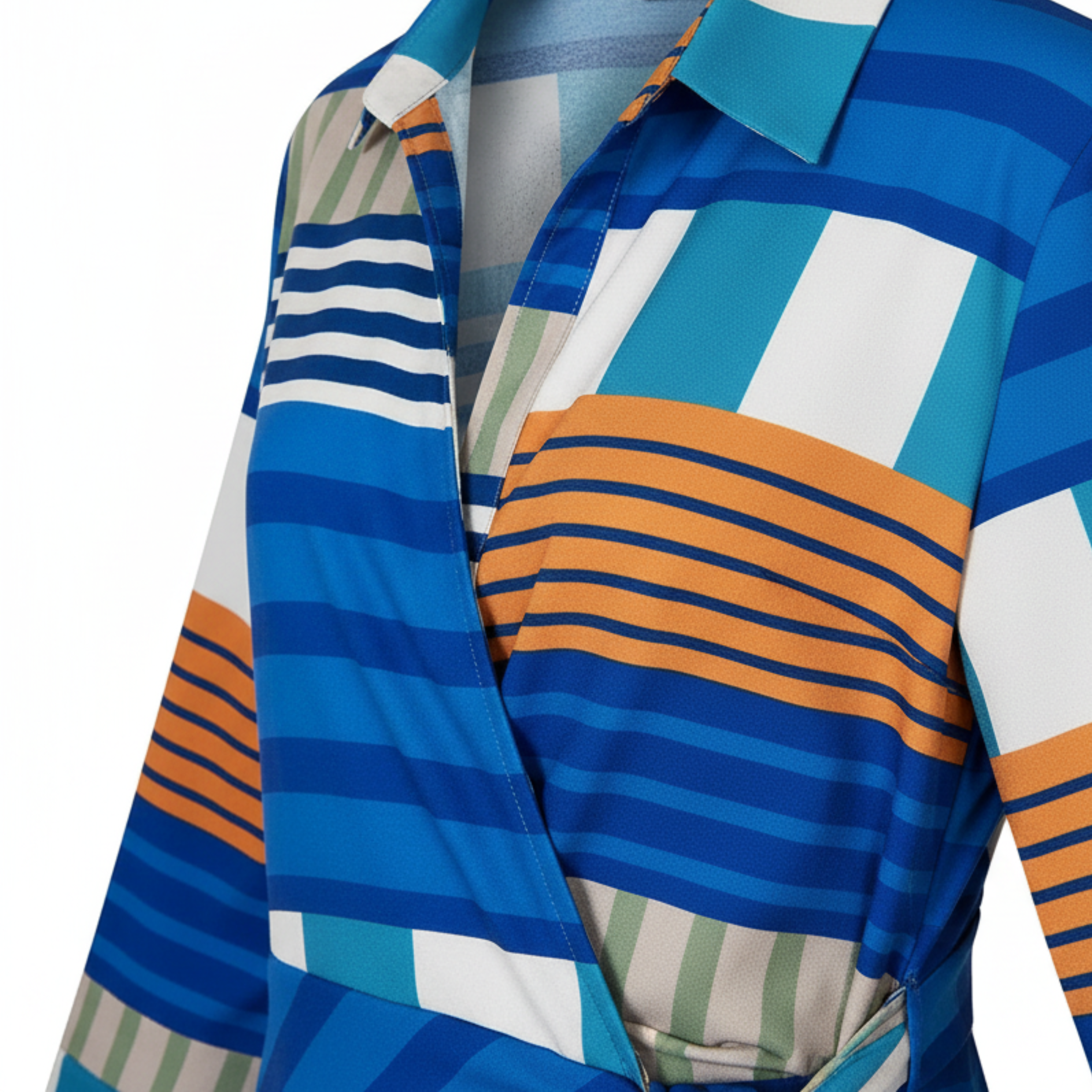 Robe Midi Envelope para Mulher com Estampa Artística e Gola de Camisa
