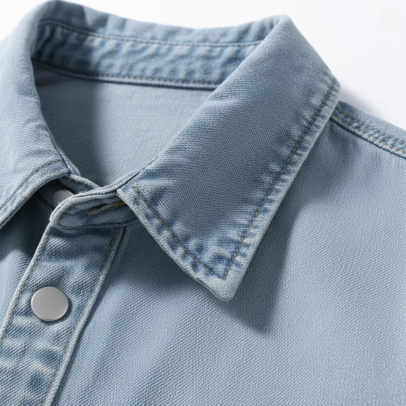Weites Herrenhemd aus Baumwoll-Jeansstoff im Vintage-Stil mit langen Ärmeln
