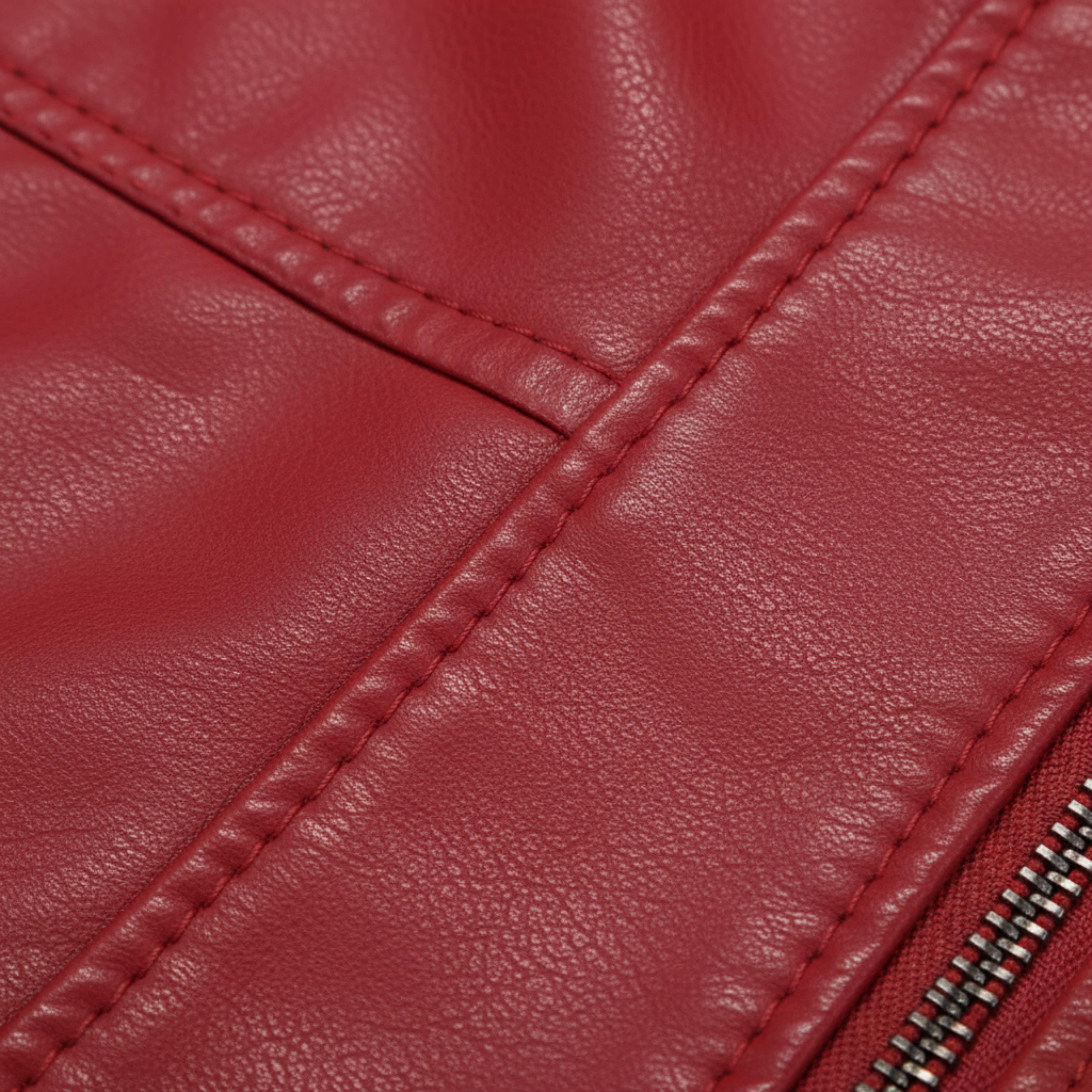 Women's Leather Jacket with Officer Collar and Zipper, Fitted Cut