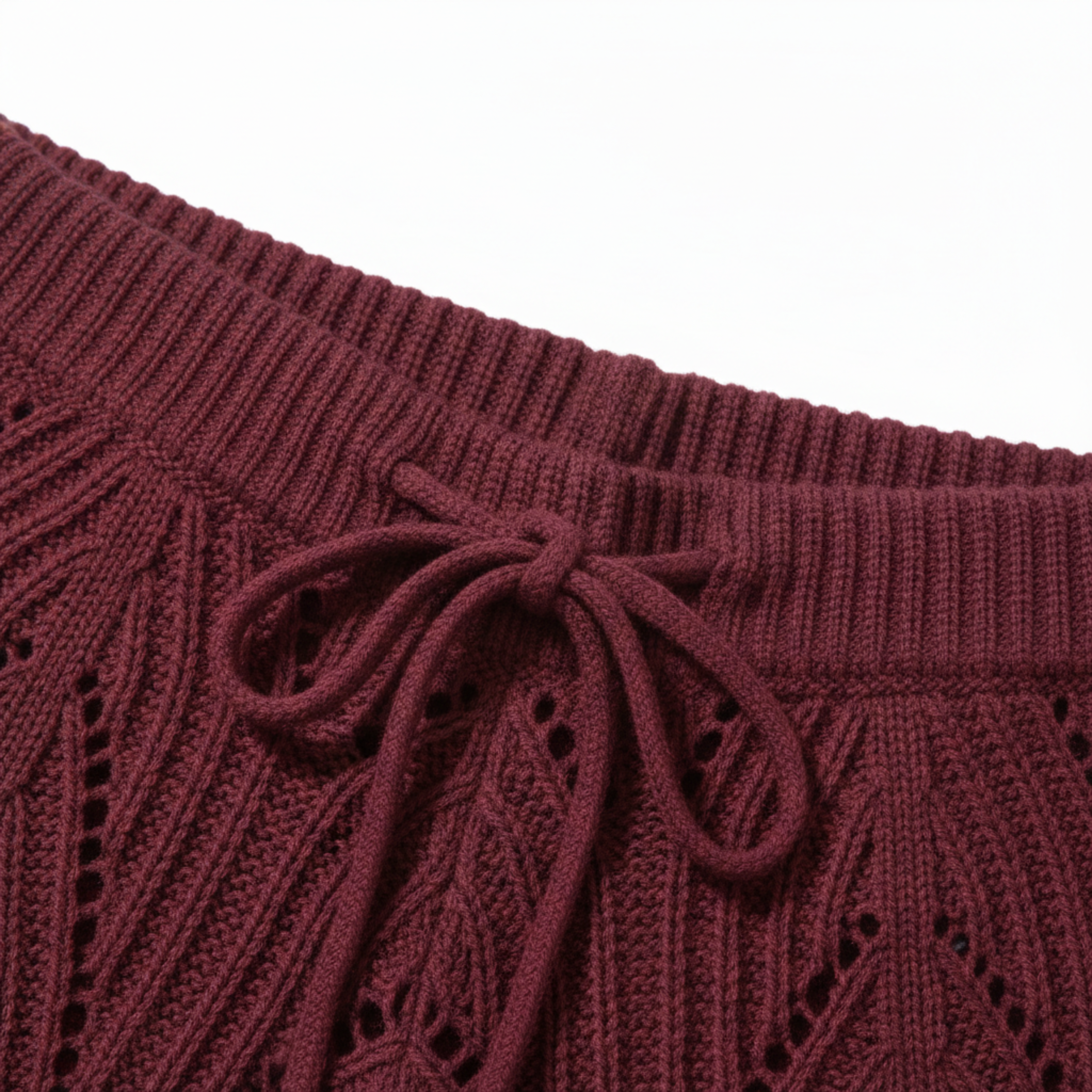 Shorts da spiaggia per donna in crochet lavorato a maglia con coulisse e motivo geometrico traforato