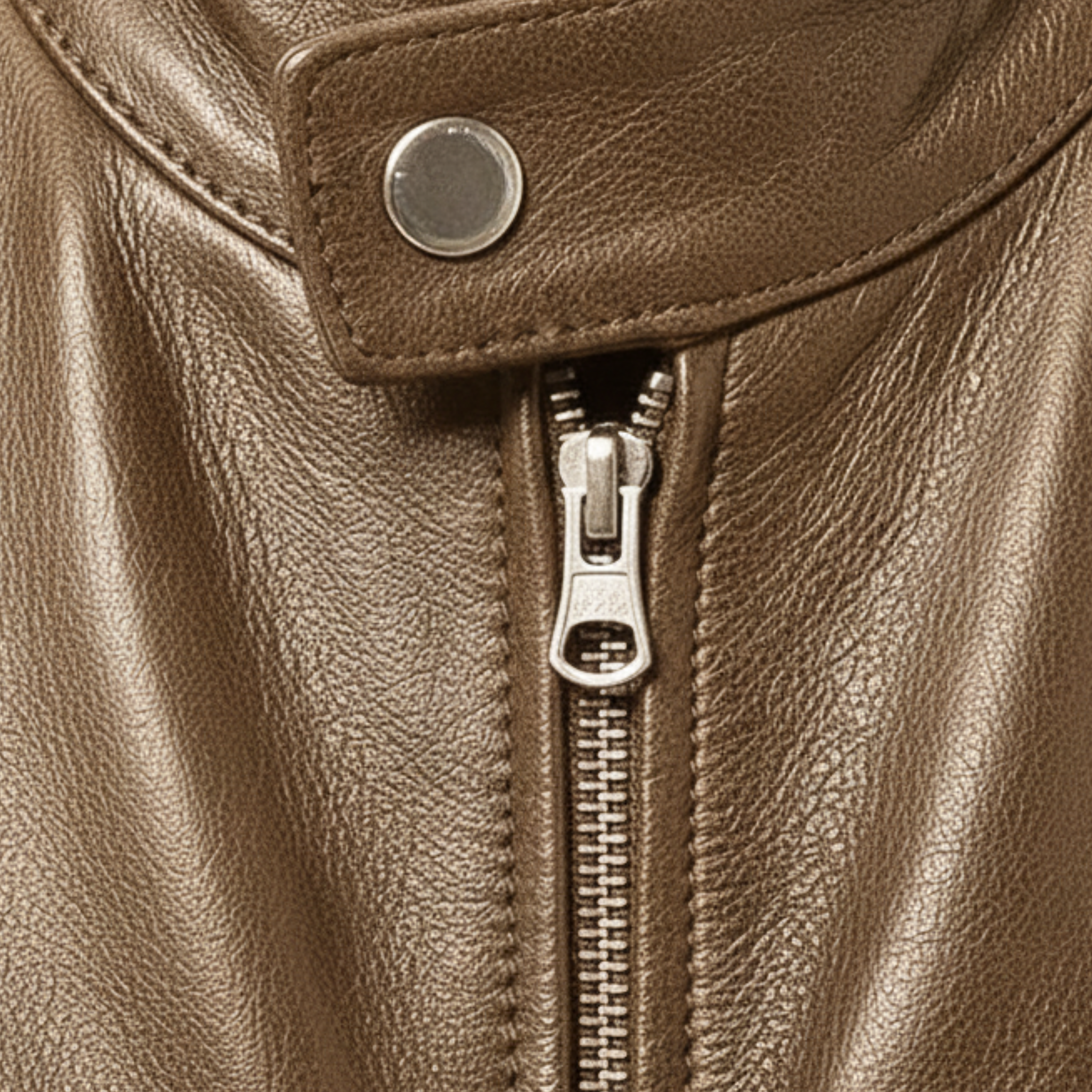 Herre lædervest med officerkrave og lynlåslommer, tætsiddende pasform