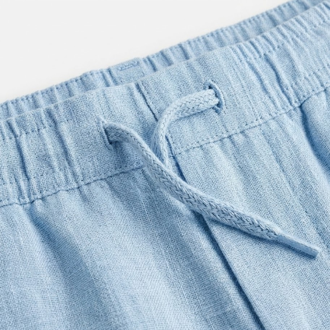 Cotton and Linen Pants for Men with Elastic Waist and Back Pockets