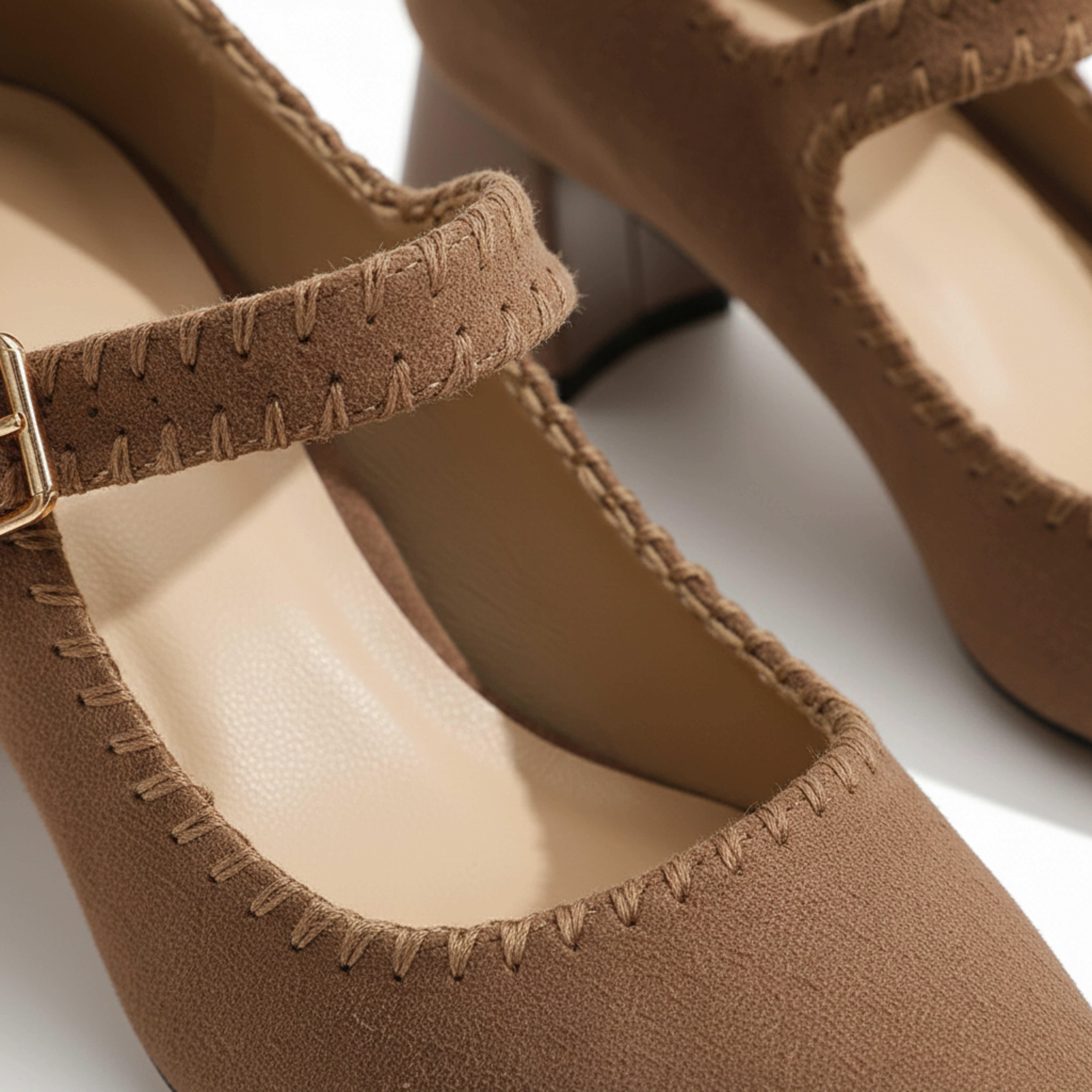 Pointed Toe Suede Pumps with Adjustable Ankle Strap for Women