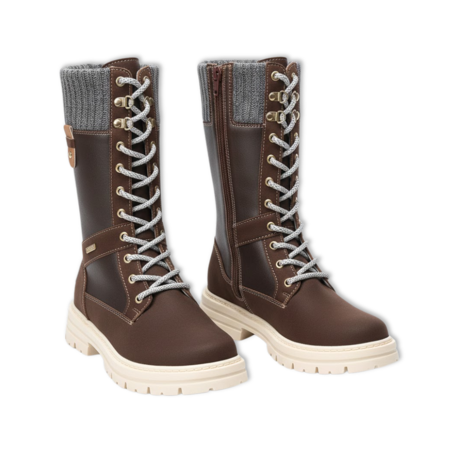 Retro women's boots winter lace-up mid-calf platform boots