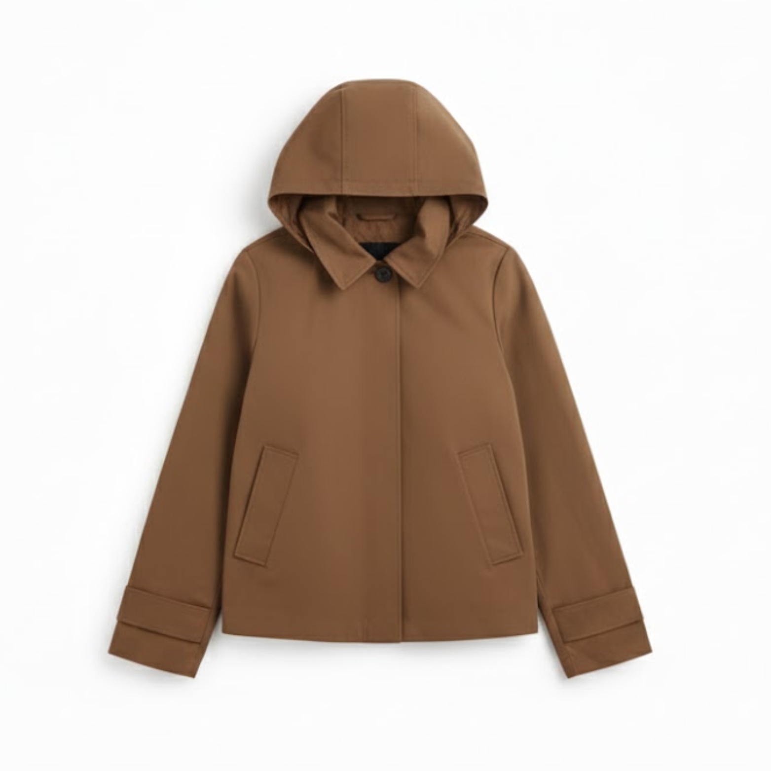 Casaco Curto Feminino com Capuz e Gola de Bico