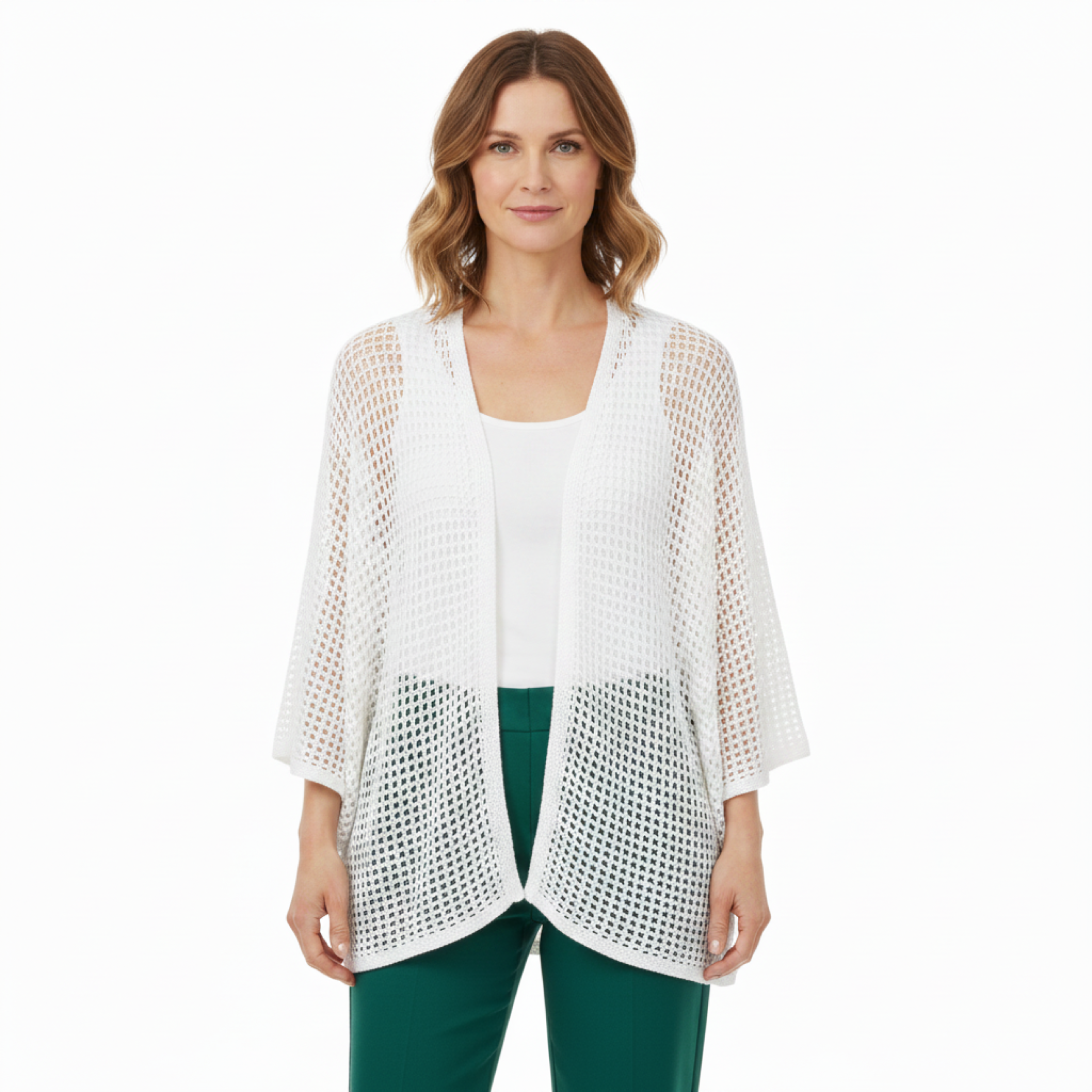 Chaleco de crochet calado para mujer, cárdigan de playa y cubrebaños