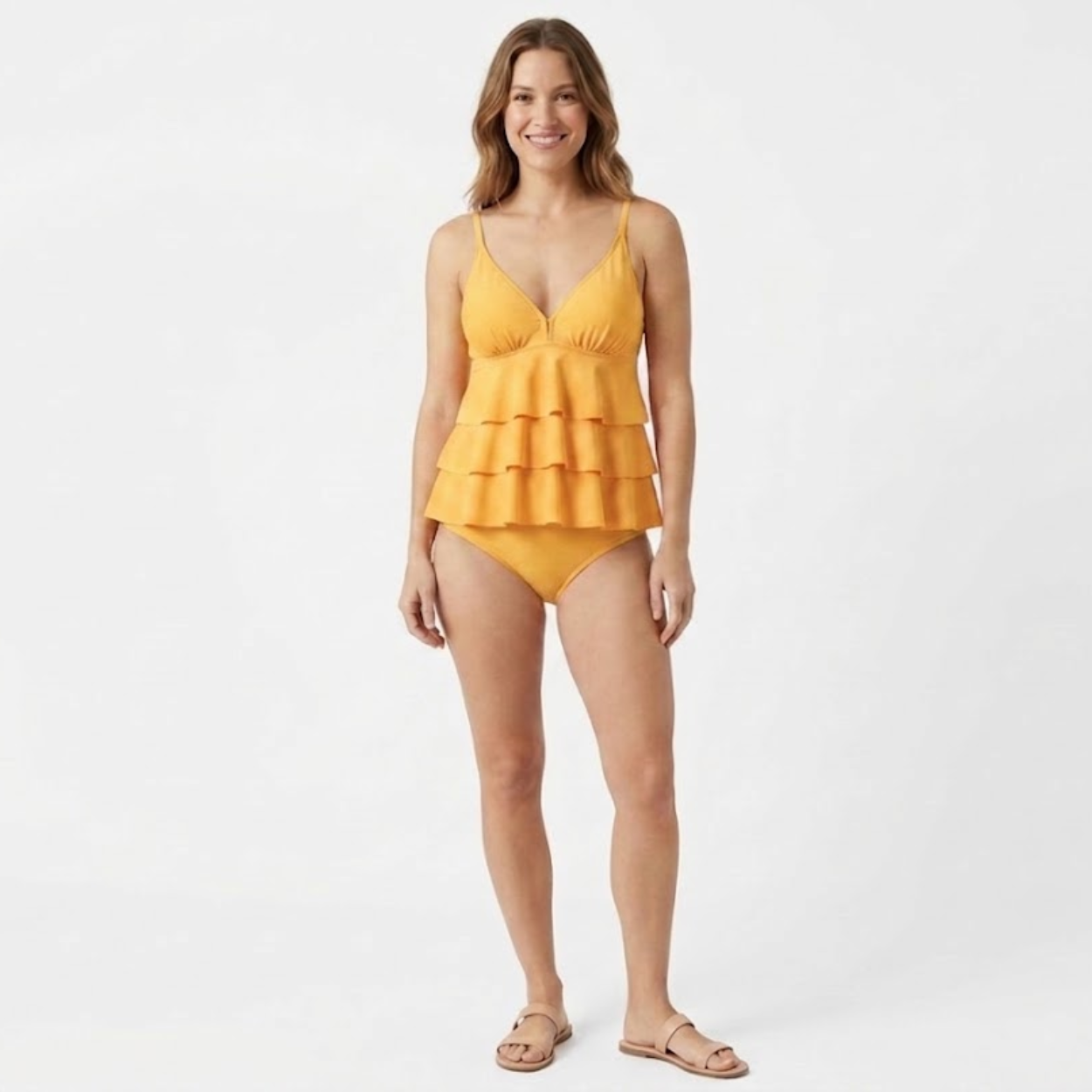 Maillot de Bain Tankini Set Deux Pièces à Volants Superposés pour Femme