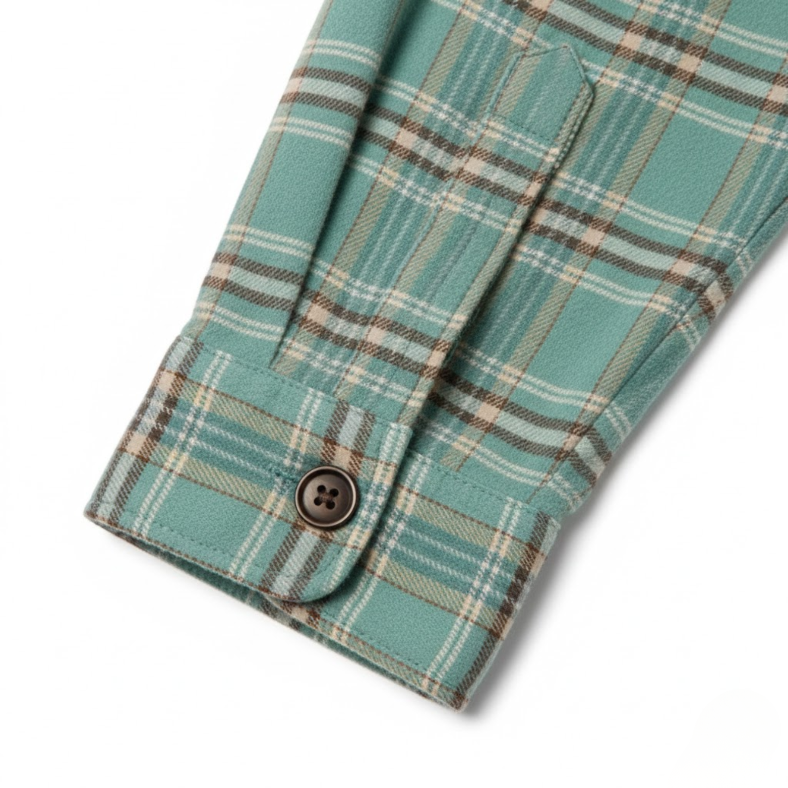 Camisa de franela de algodón a cuadros para hombre corte clásico de manga larga