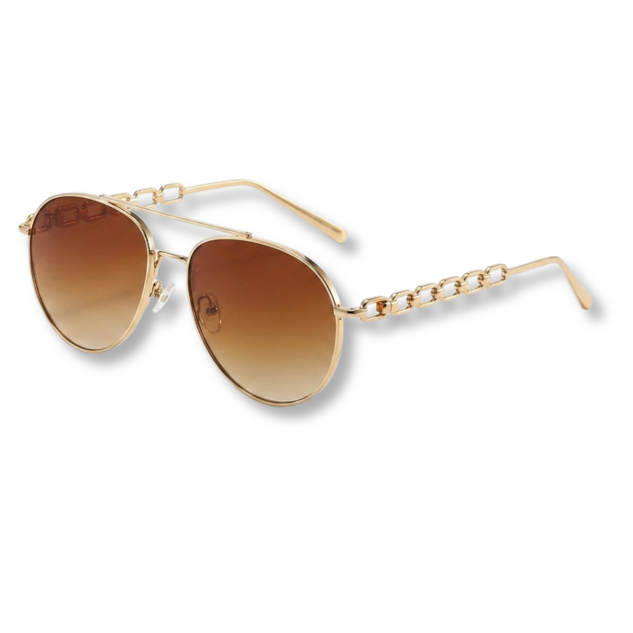 Women's Aviator Glasses with Chain Temples and Gradient Lenses