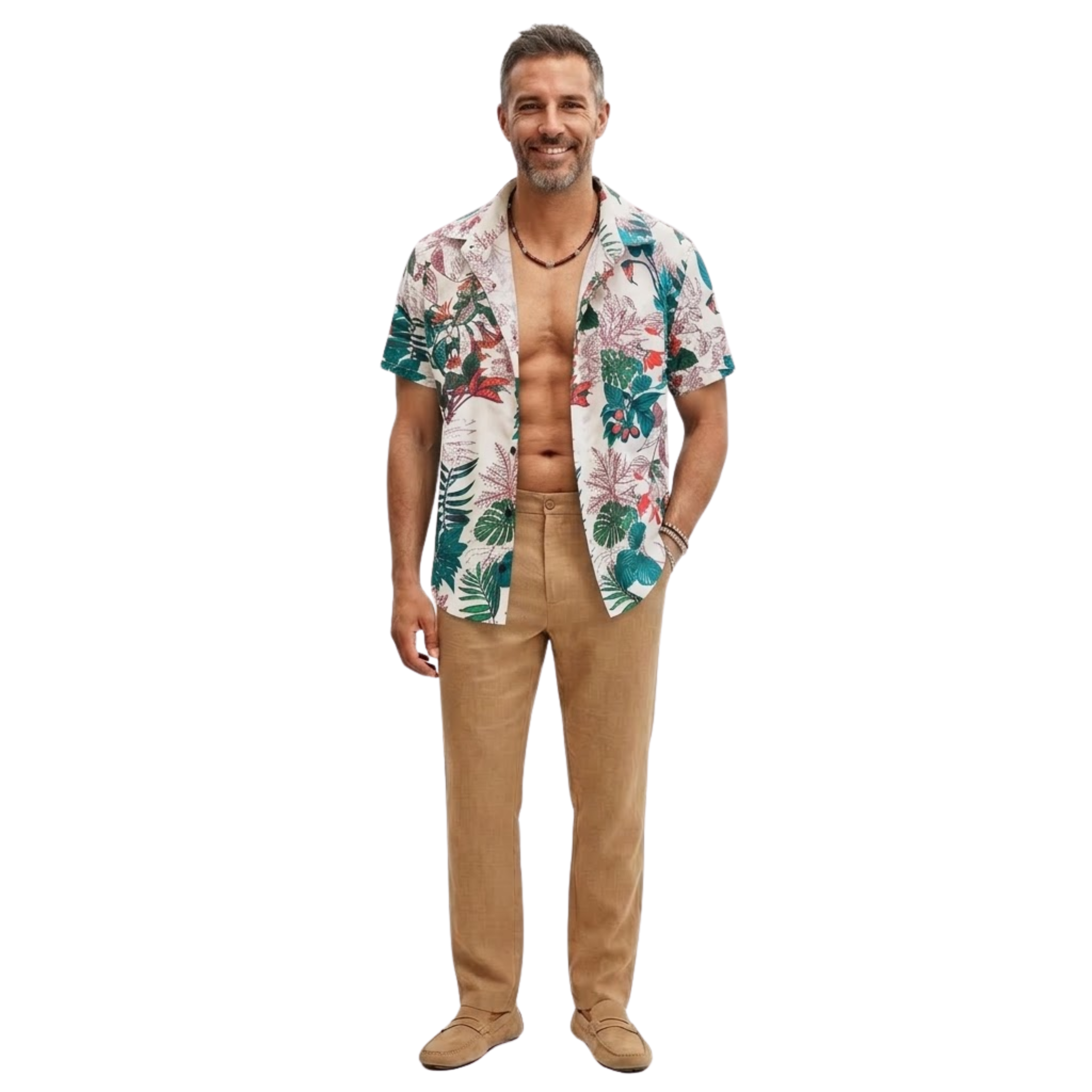 Camisa hawaiana para hombre de manga corta con estampado floral