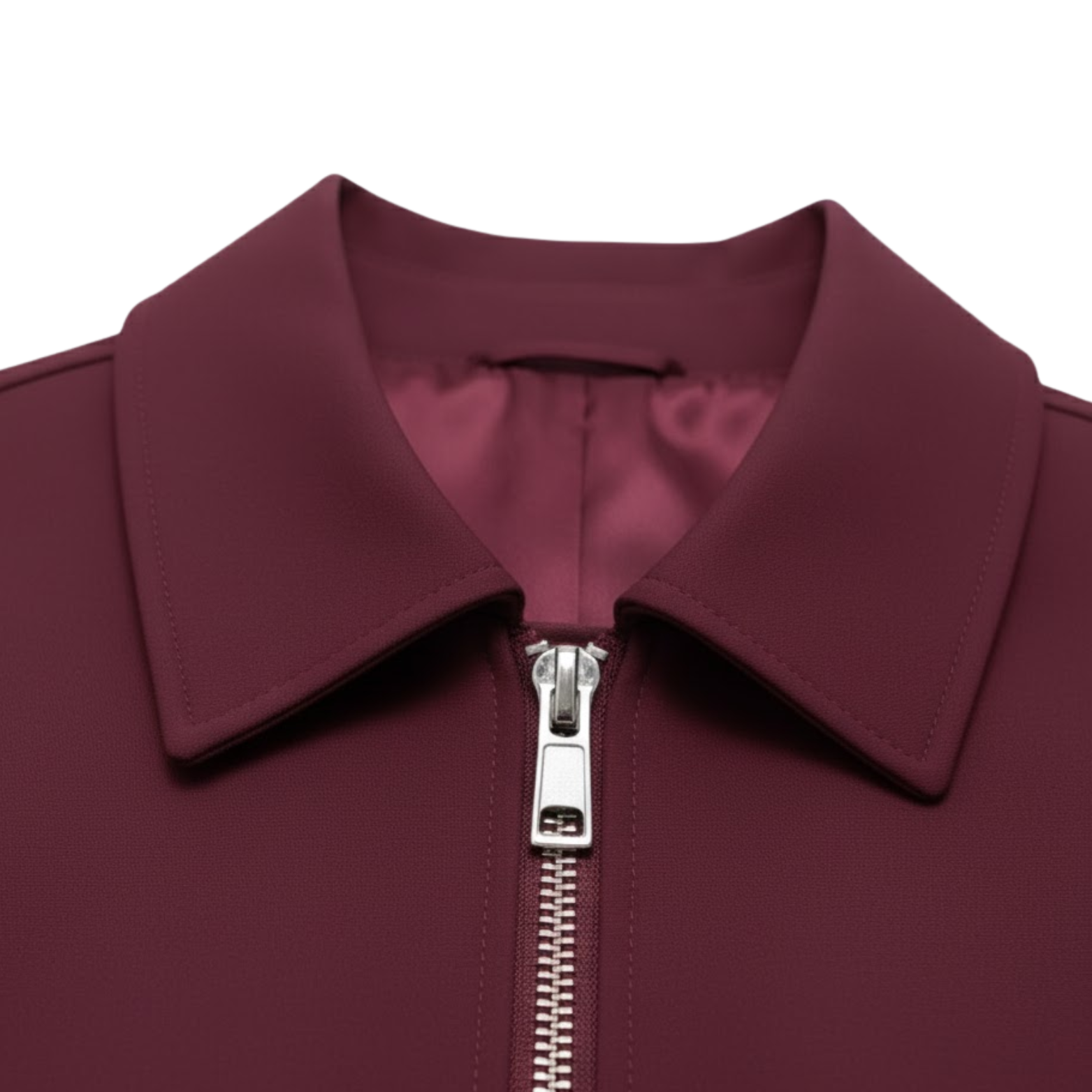 Burgundy jacket with shirt collar and tailored cut