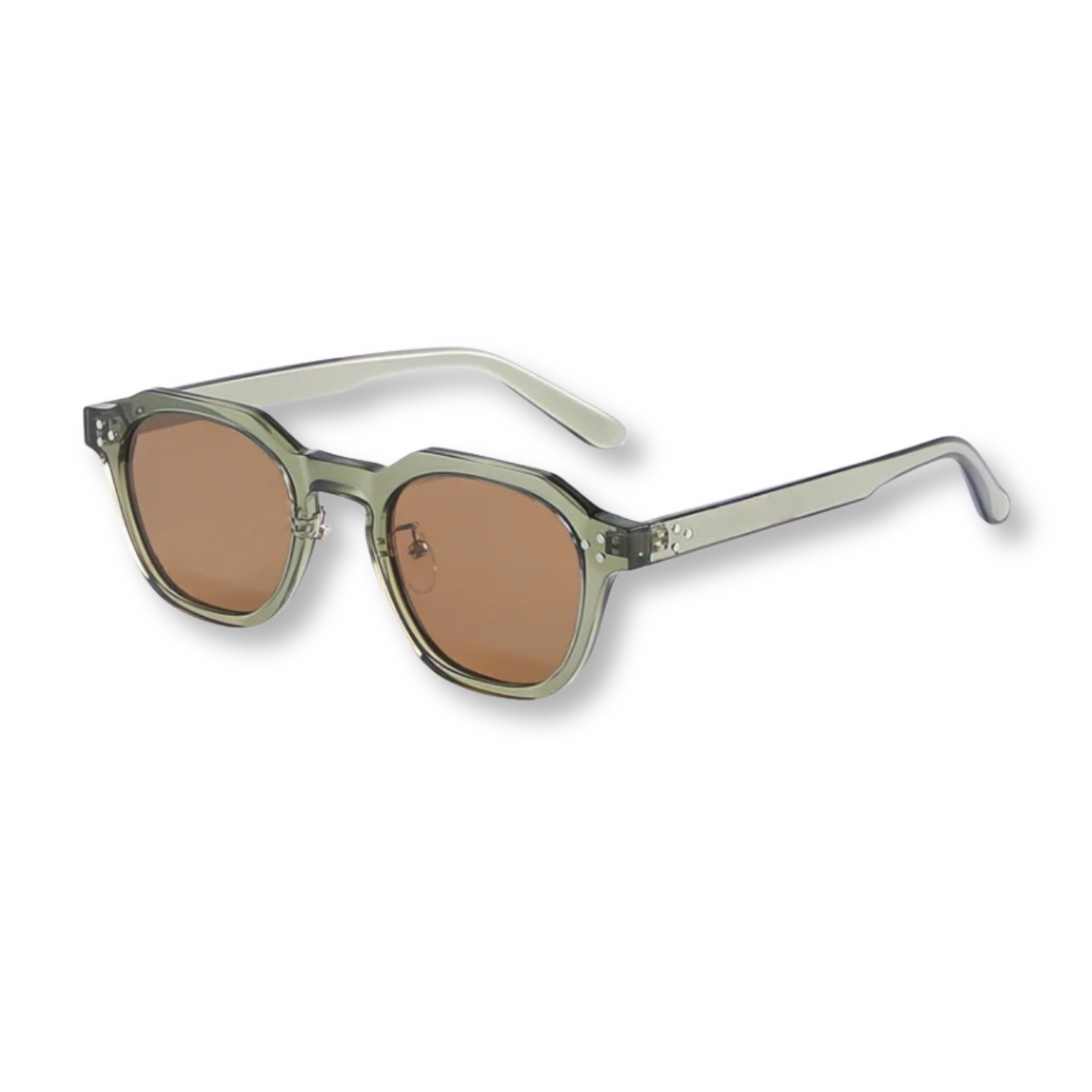 Polarized Hexagonal Sunglasses with Acetate Frame and Double Bridge