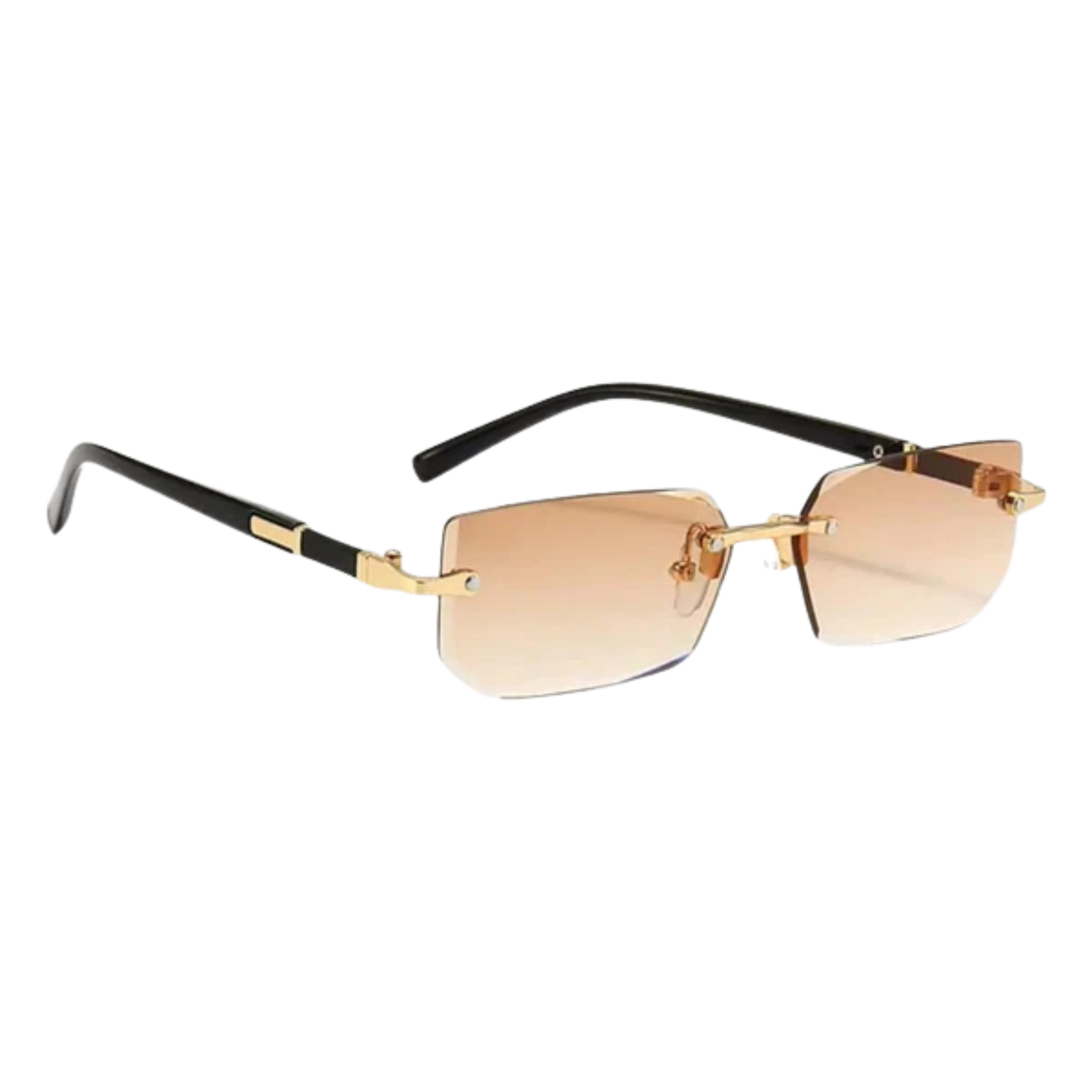 Gafas de sol rectangulares sin montura para hombre con puente de metal