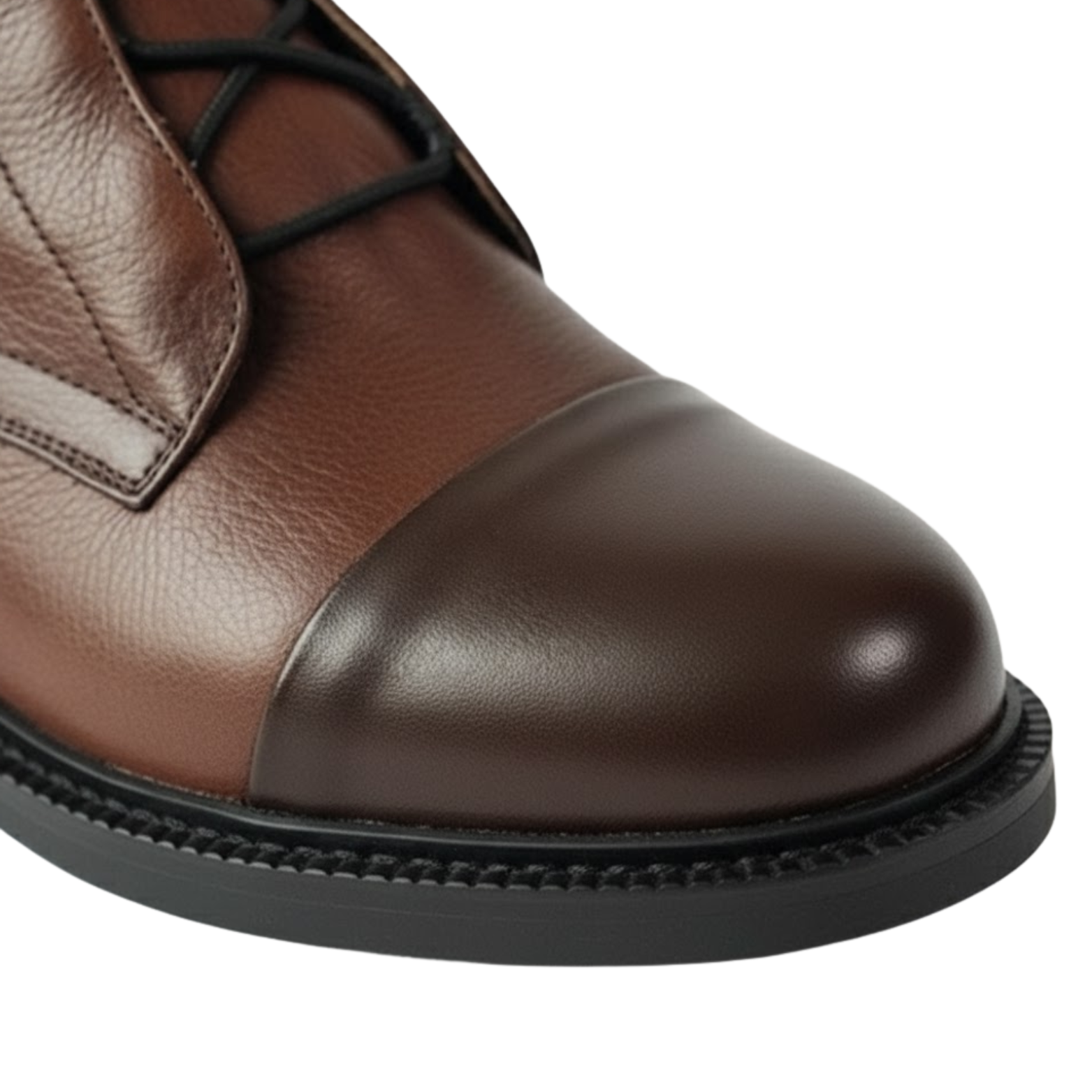 Bottines mi-mollet femme à lacets bicolores avec bout renforcé et semelle gomme