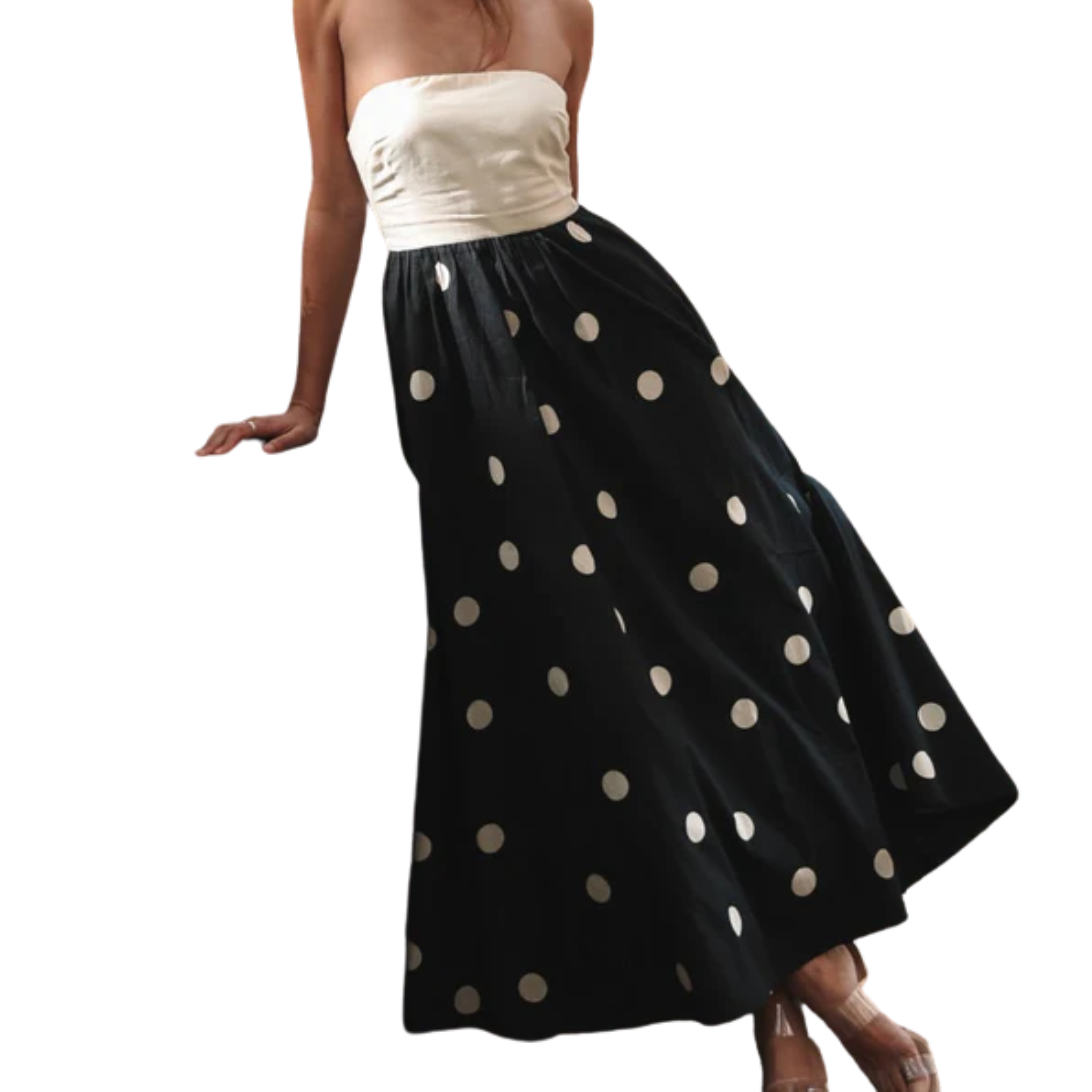 Cotton blend trapeze dress for women — strapless style — summer beach