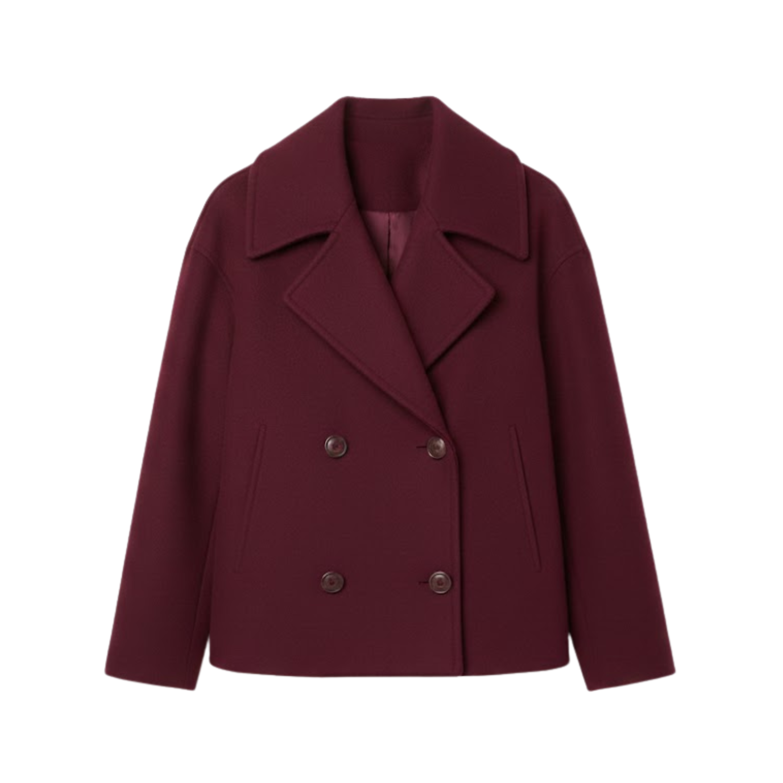 Women's Wool Coat Double-Breasted Versatile with Simple Design