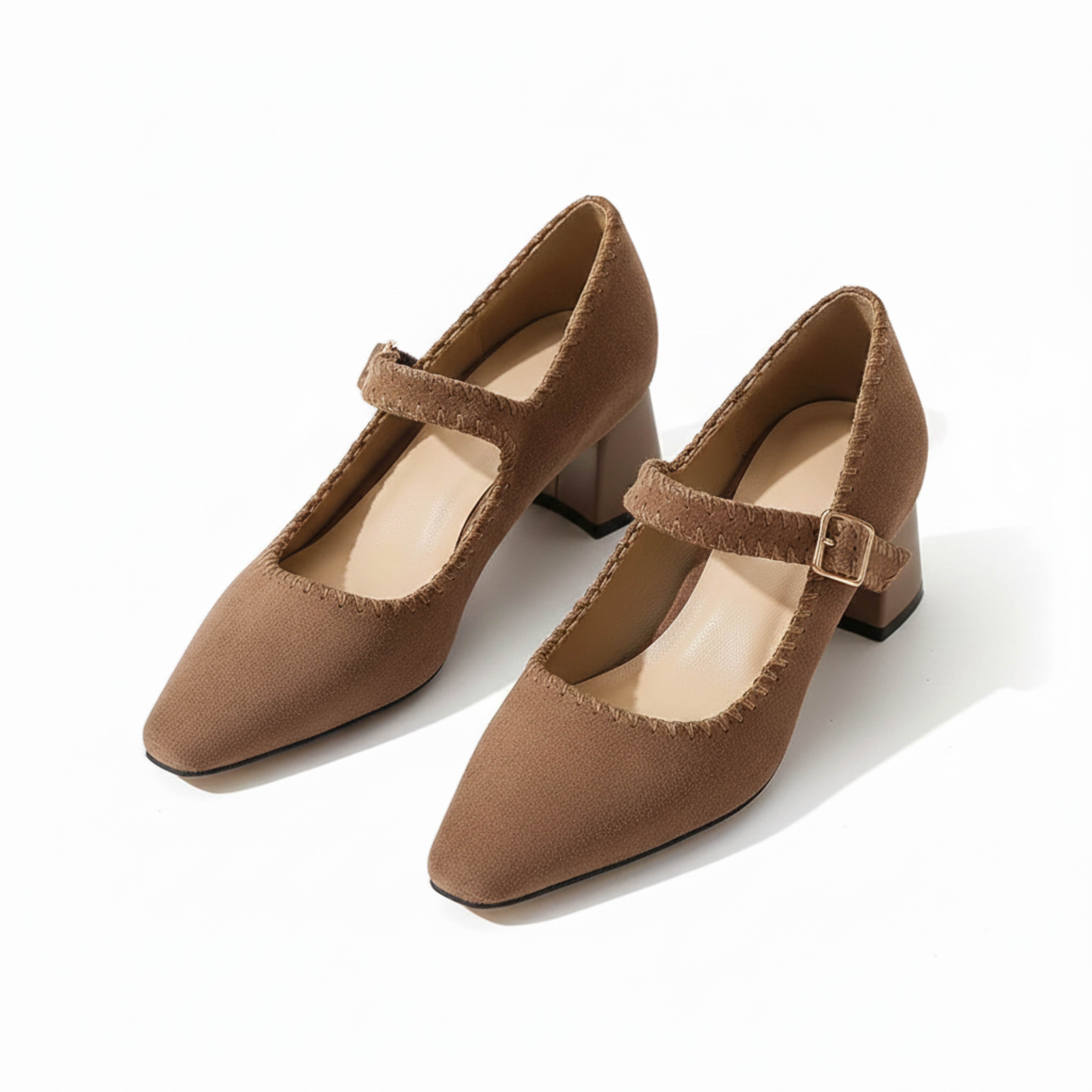 Pointed Toe Suede Pumps with Adjustable Ankle Strap for Women