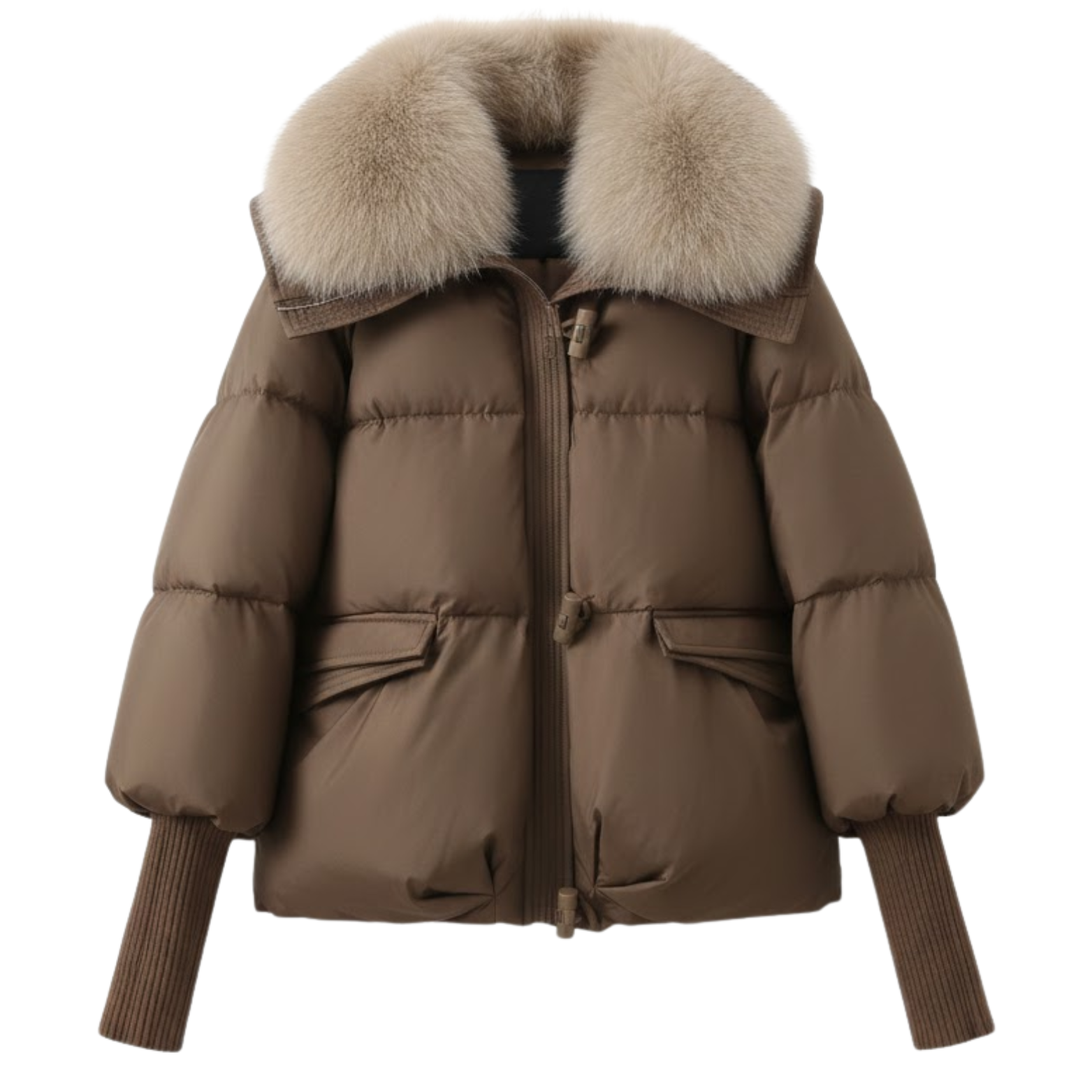 Women's Thick Quilted Cotton Winter Jacket with Faux Fur Collar – Warm Parka