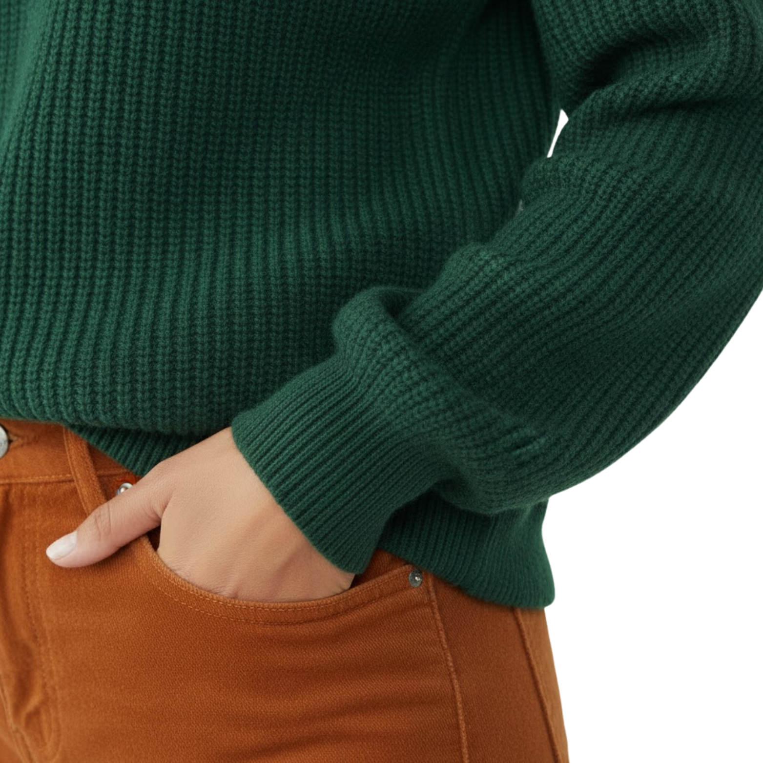 Elegant women's sweater with high collar and half zipper, soft knit, casual