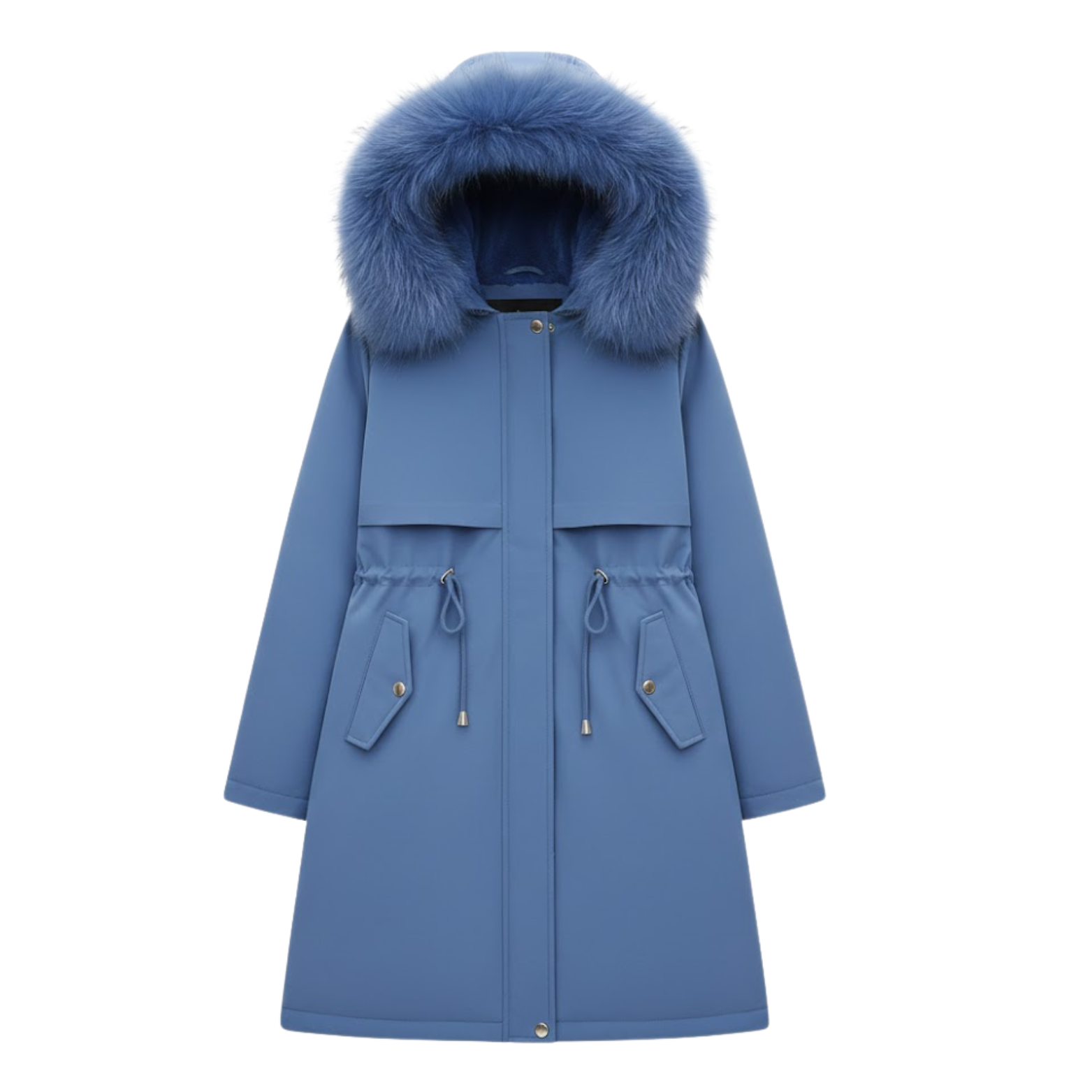 Parka Feminina Longa Reforçada e Quente com Forro de Lã e Capuz com Pêlo