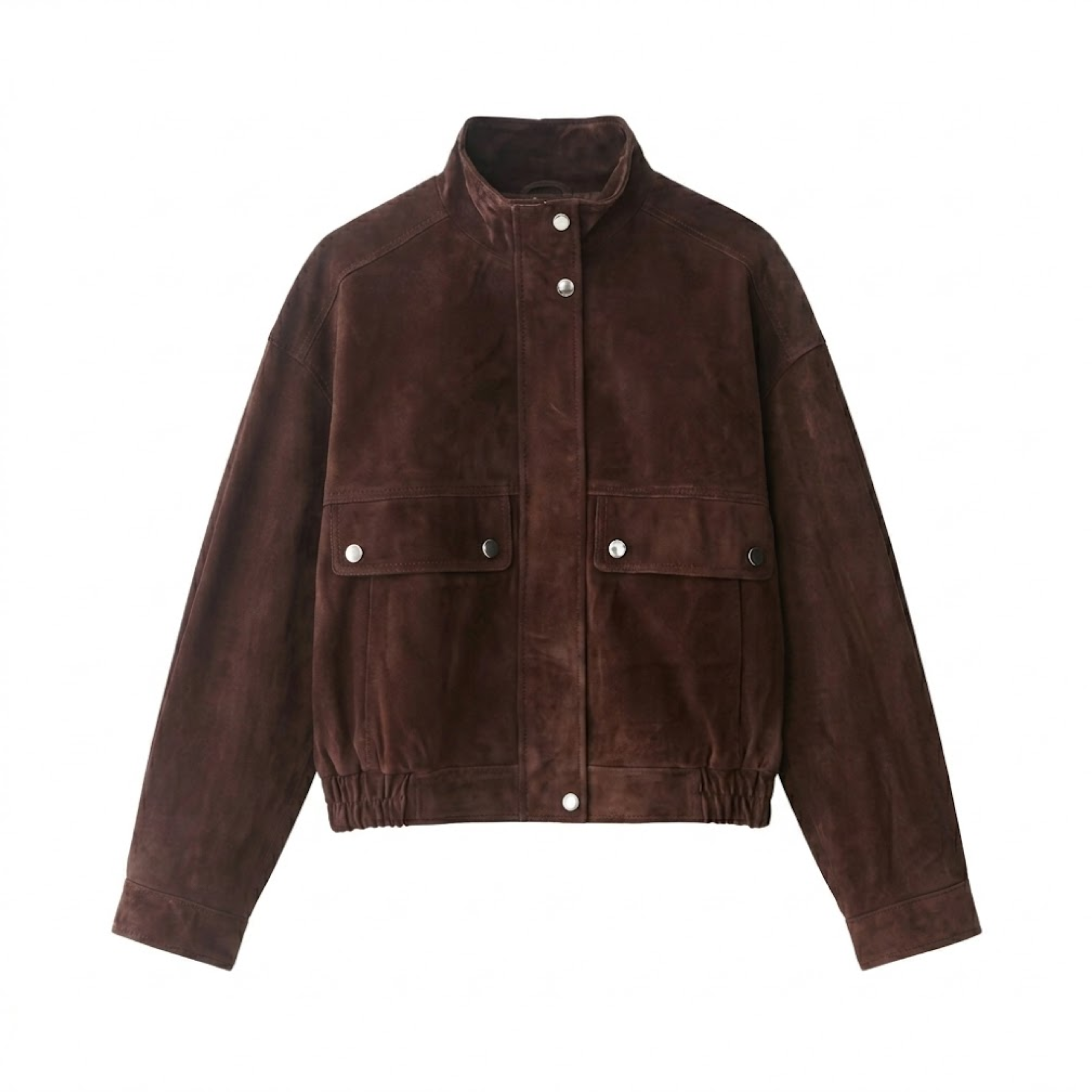 Bomber bunda z polyesteru s vysokým límcem, zipem a velkými kapsami