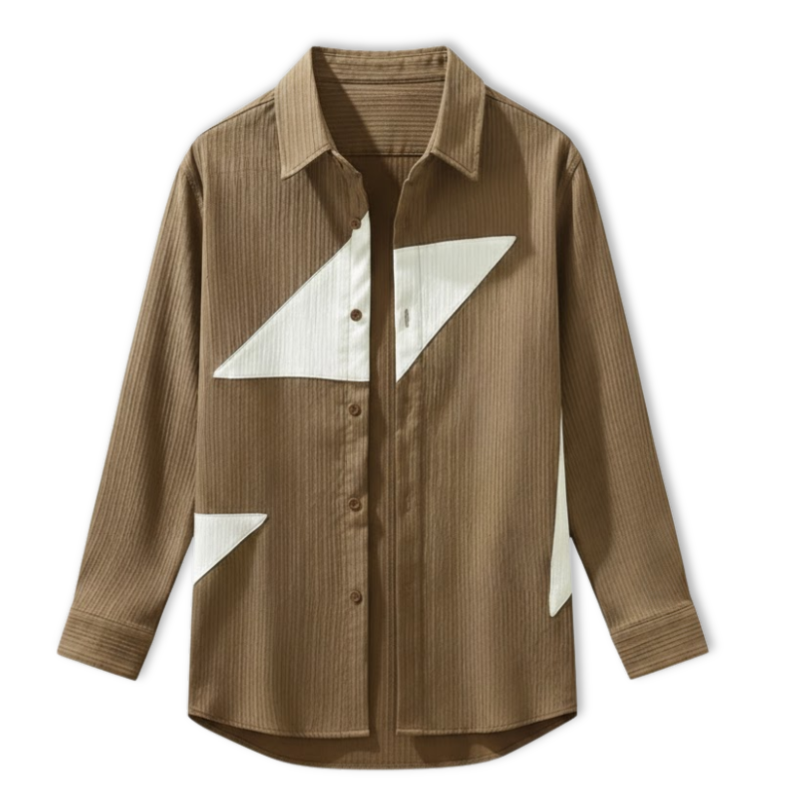 Férfi kordbársony ing kontrasztos, geometriai betétekkel