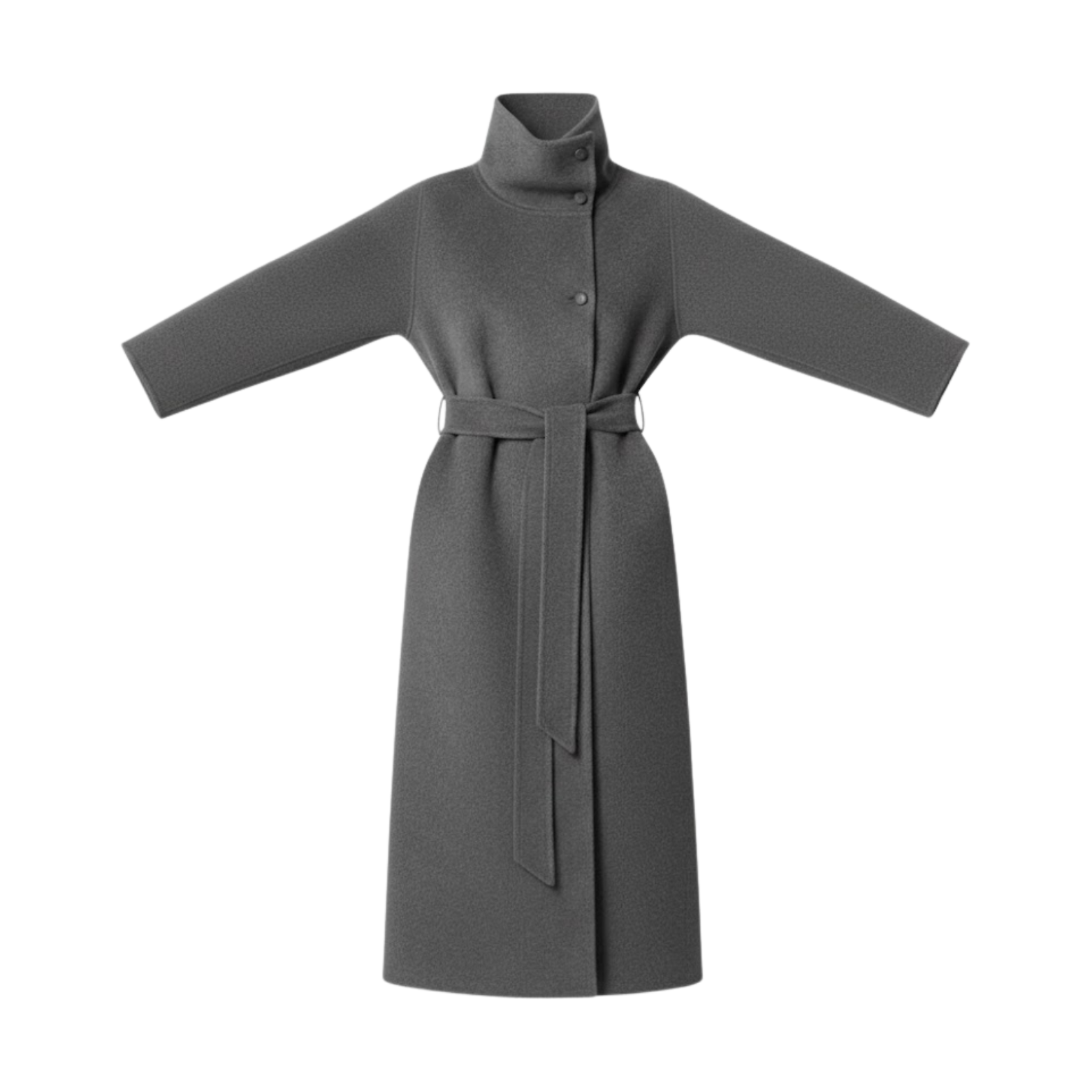 Langer, strukturierter Mantel mit doppelter Knopfreihe und umgeschlagenem Kragen