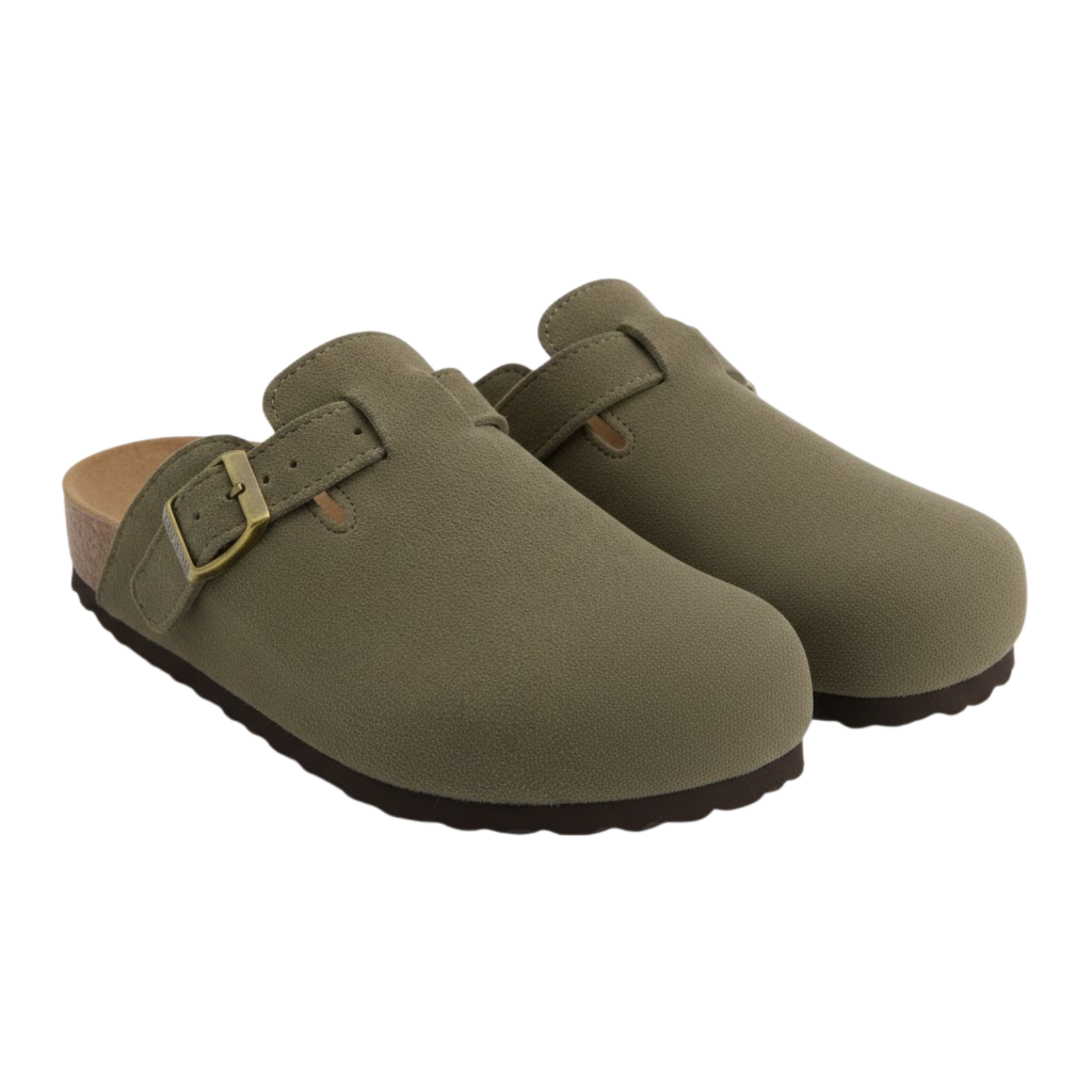 Suede slip-on shoes with classic sole and adjustable buckle