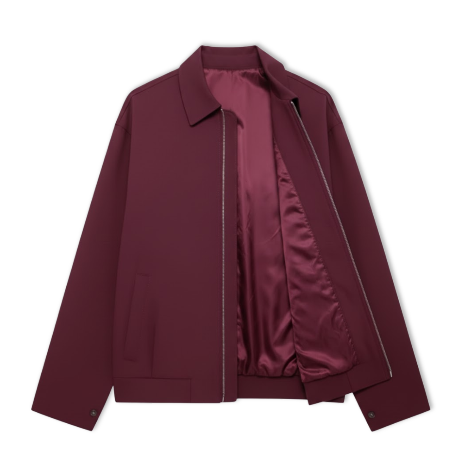 Blouson bordeaux à col chemise et coupe structurée