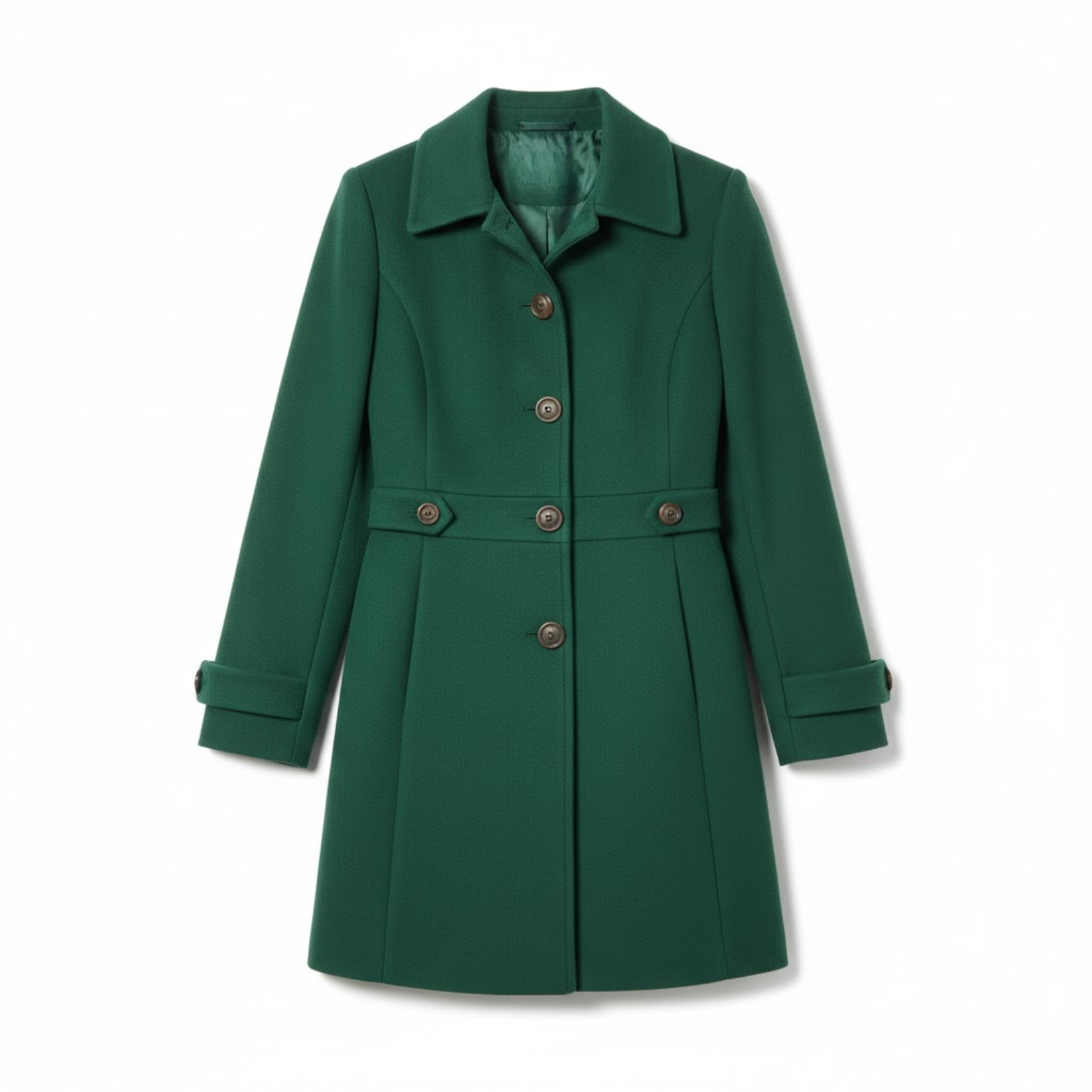 Manteau mi-long en laine à col tailleur et boutonnage multiple