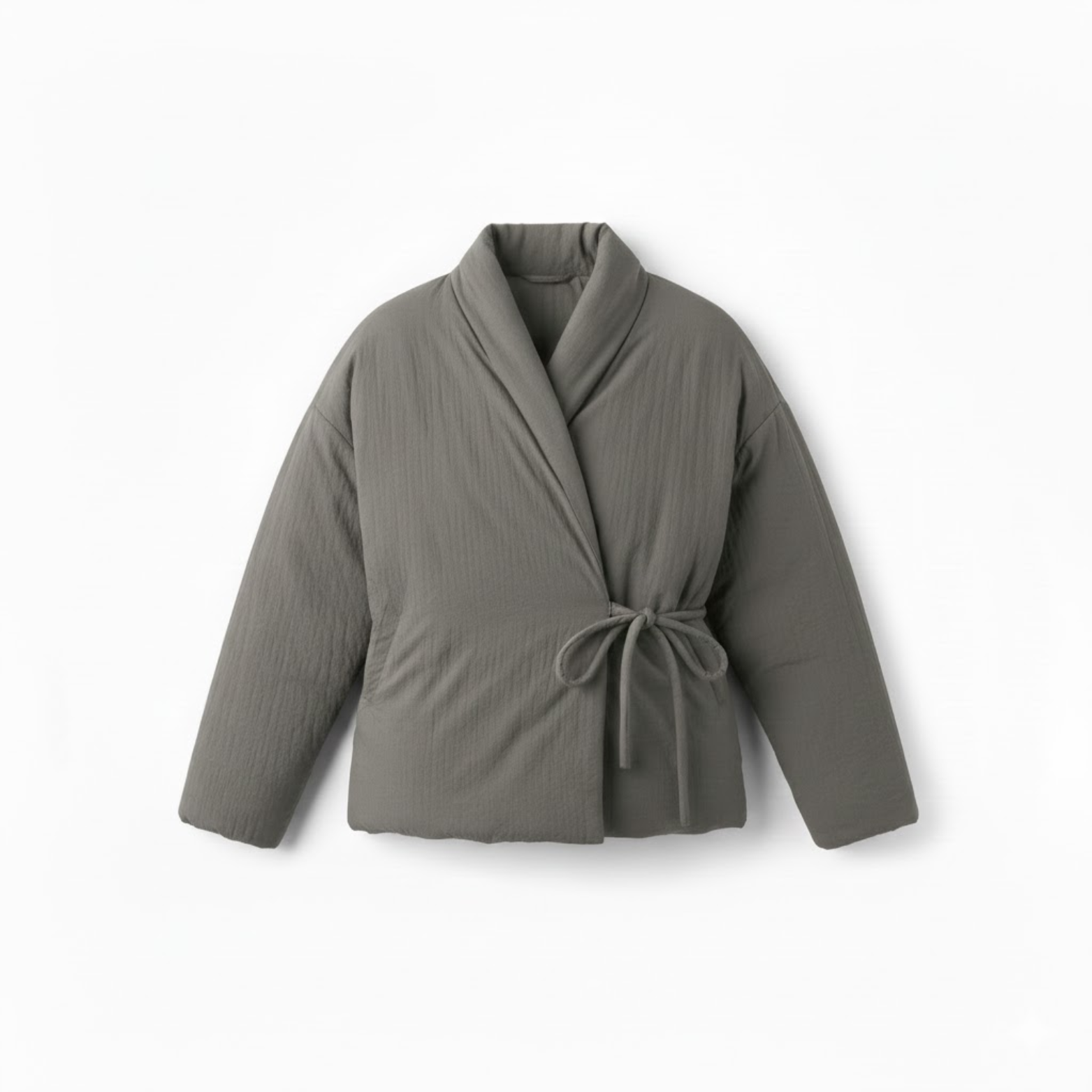 Casaco Casual Cinzento para Mulher com Atacadores e Decote em V para o Outono