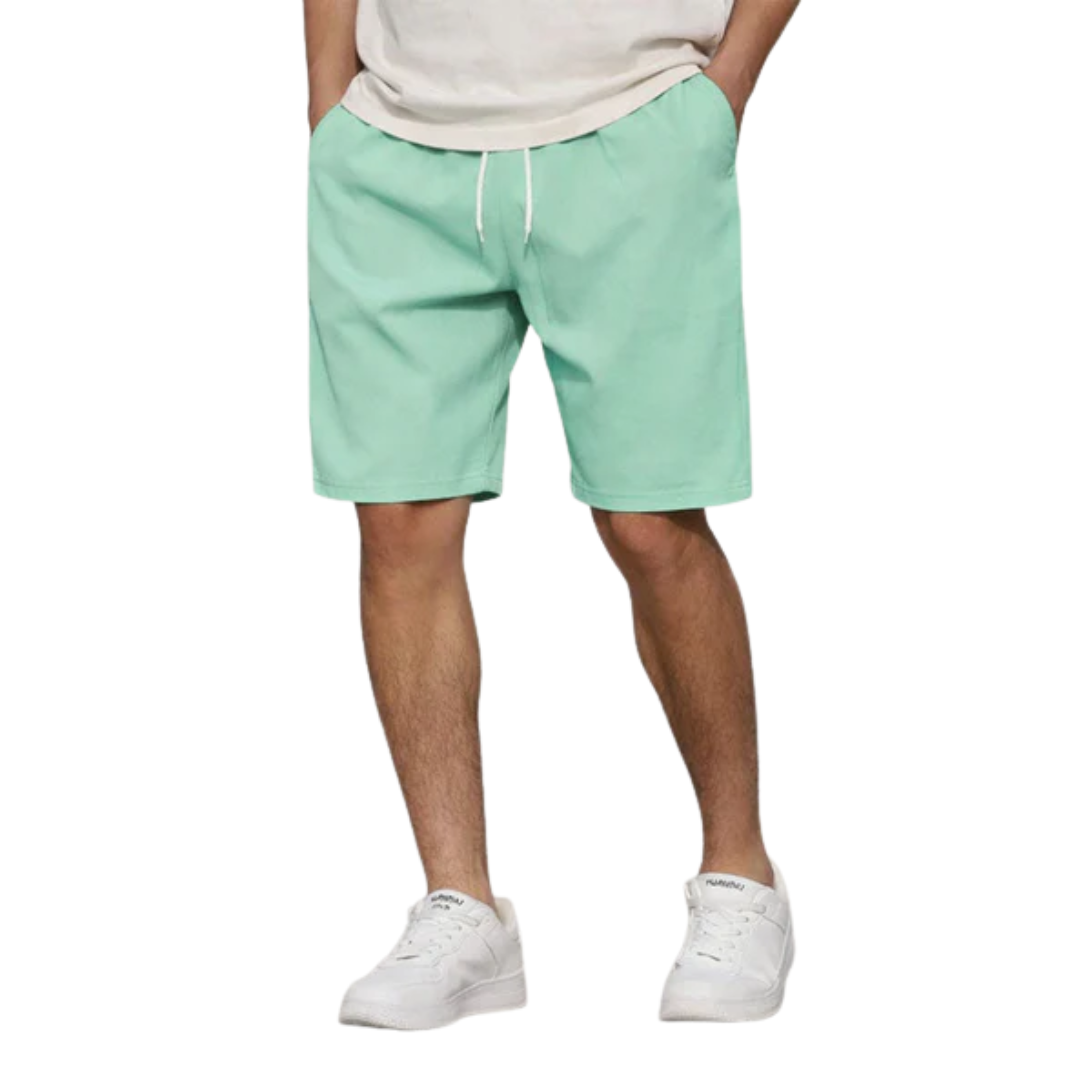 Pantaloni scurți sport pentru bărbați cu talie elastică și șnur de ajustare