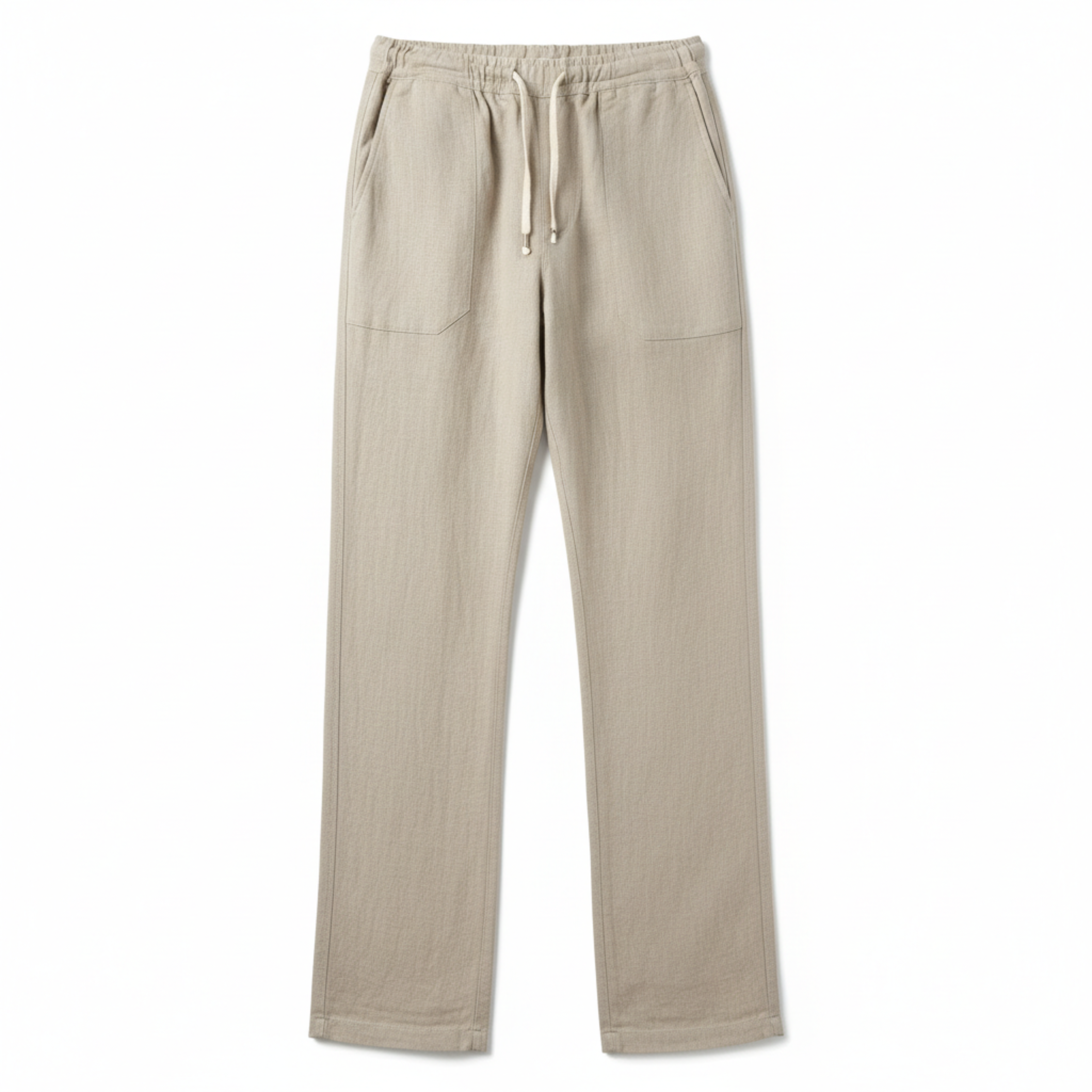 Herrenhose aus Baumwolle und Leinen mit elastischem Bund und geradem Schnitt