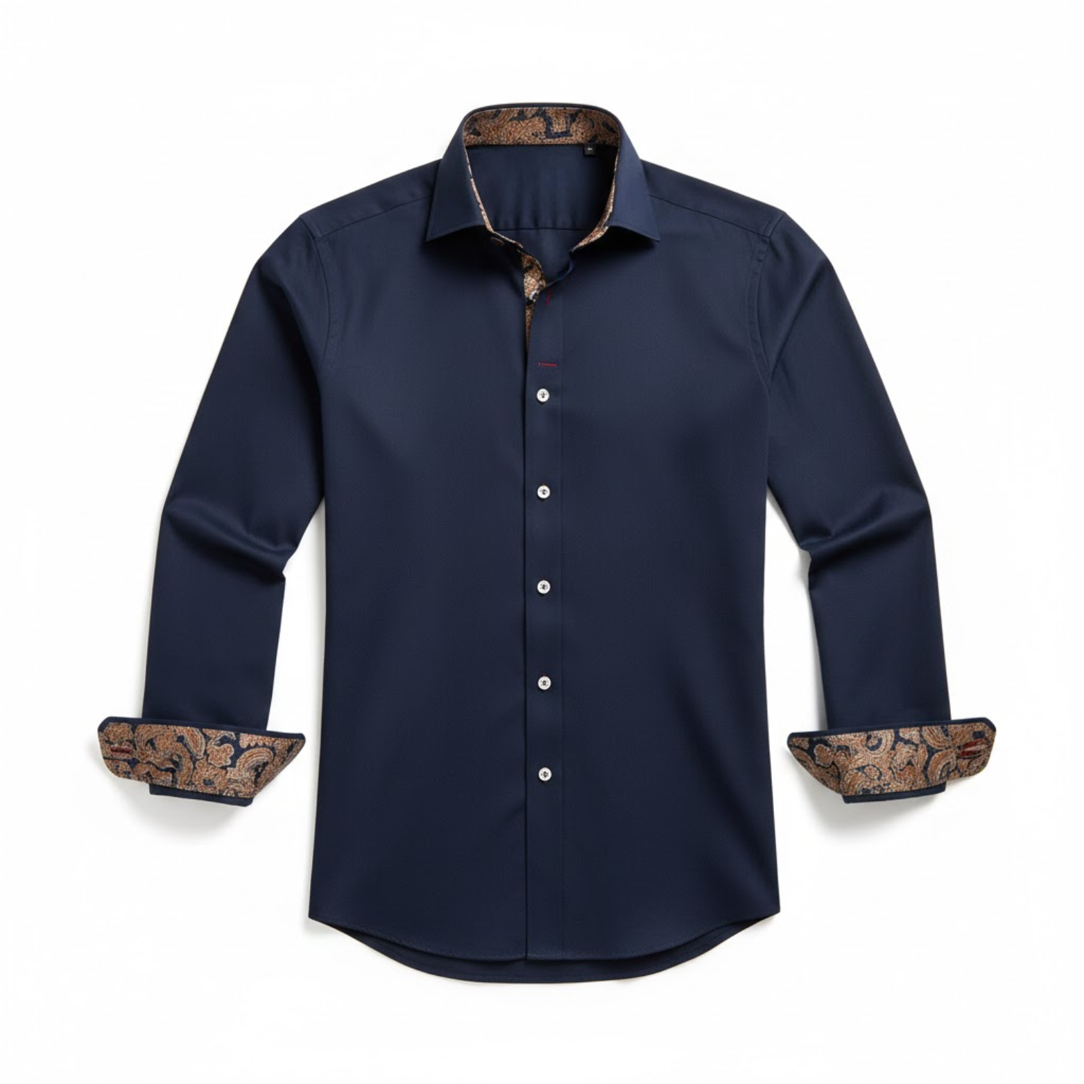 Férfi hosszú ujjú, testhez simuló díszing kontrasztos gallérral és mandzsettával