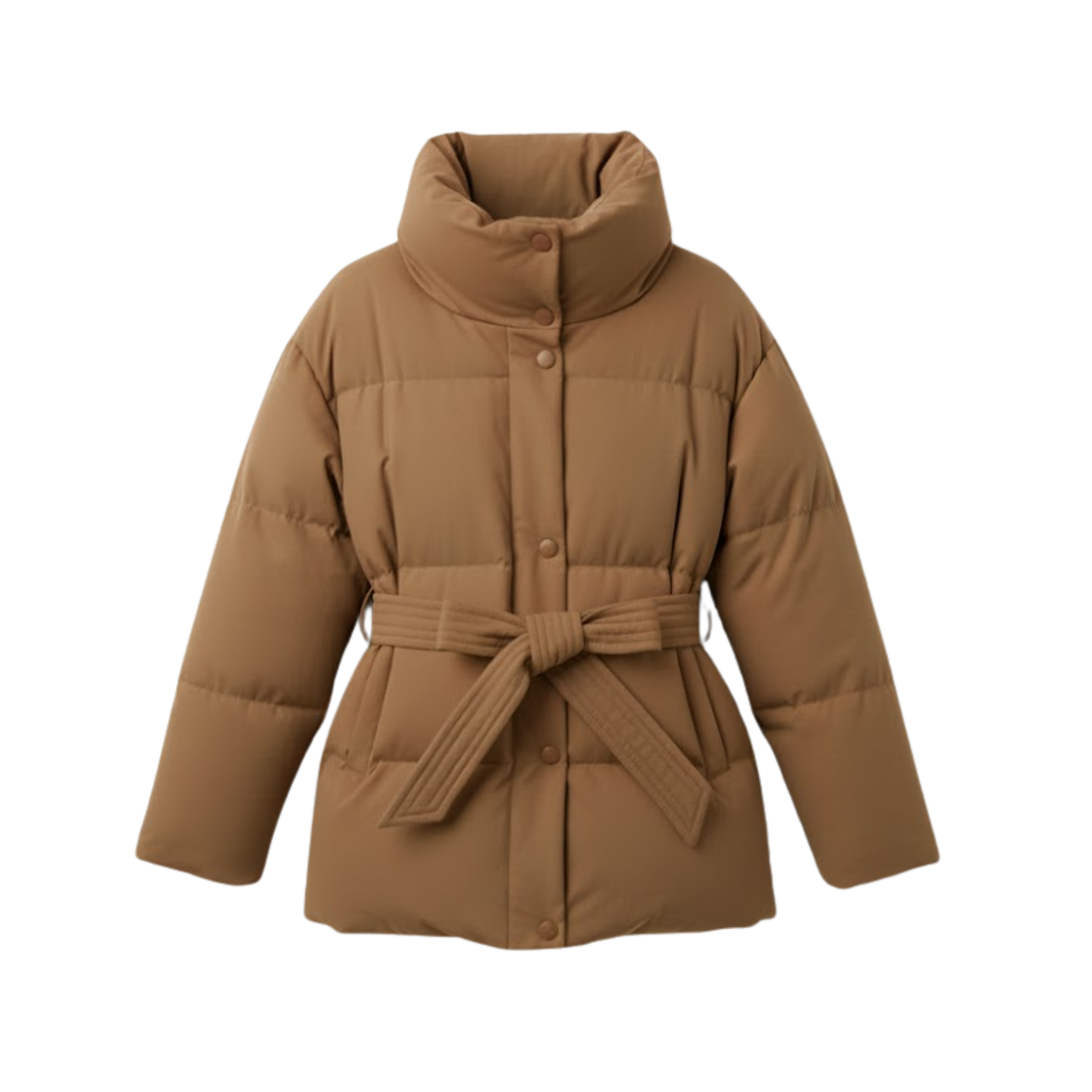 Cotton coat with lapel collar and waist tie, trendy warm long-sleeve jacket