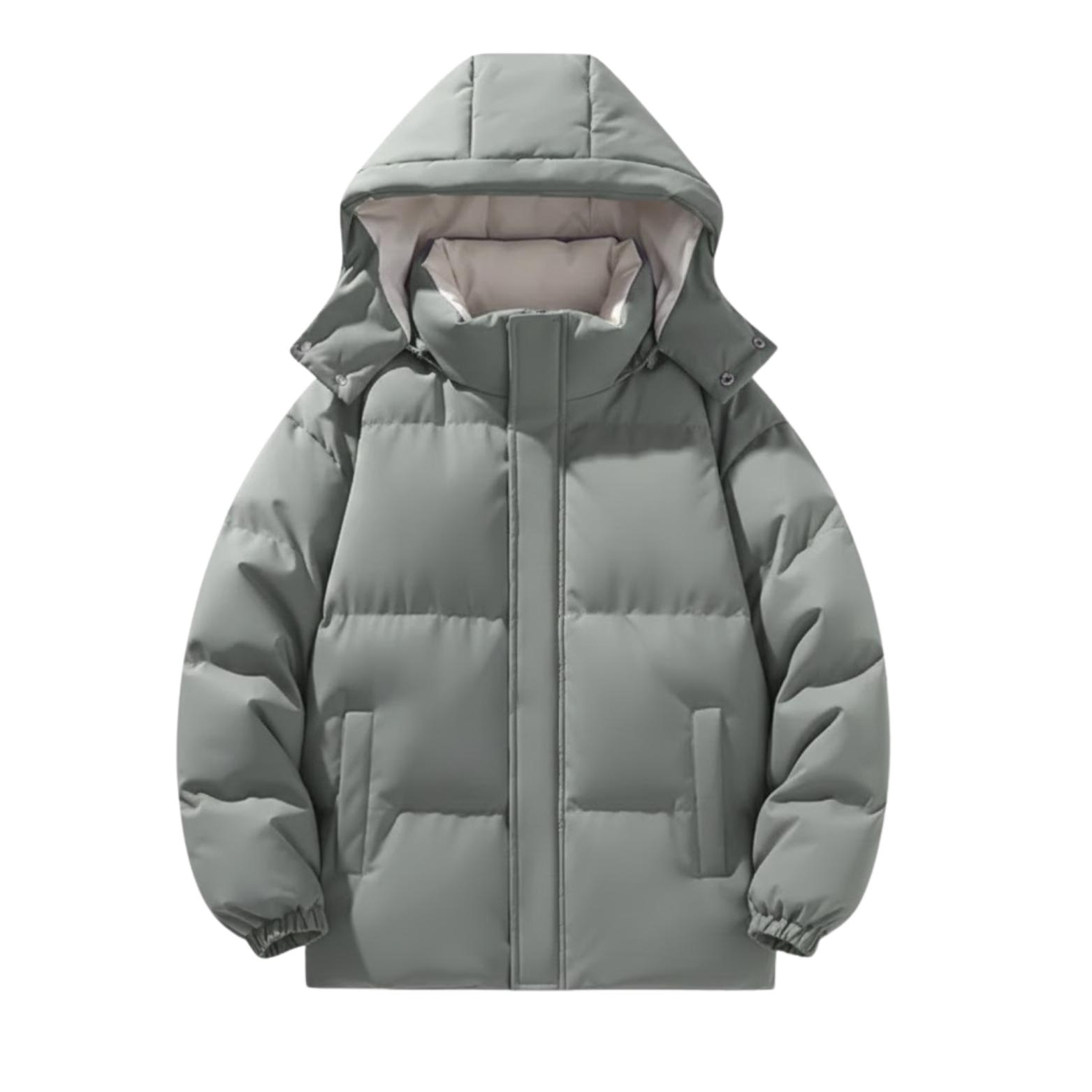 Thick solid color cotton jacket with hood, warm for winter